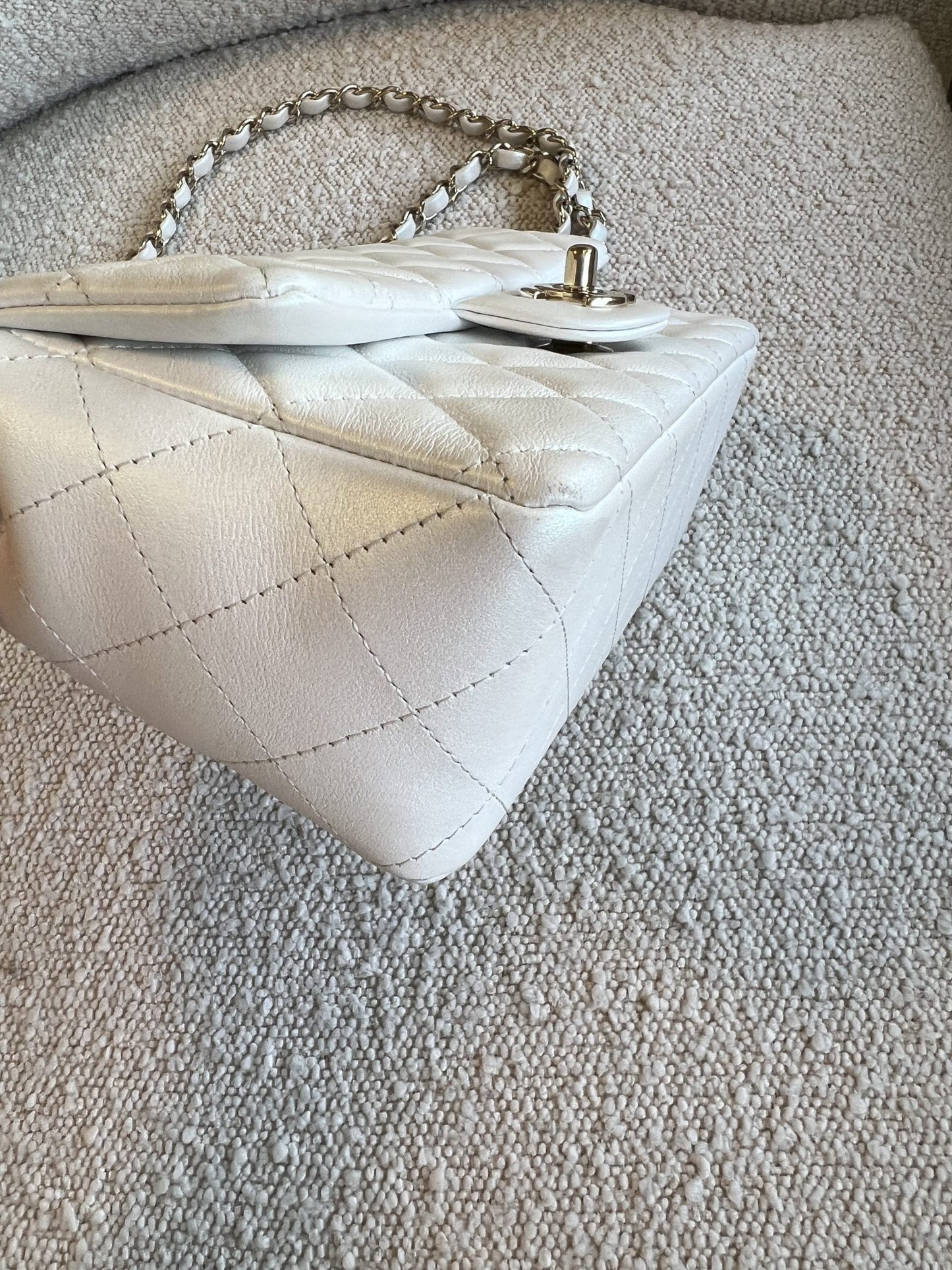 Chanel White Iridescent Mini Rectangular LGHW