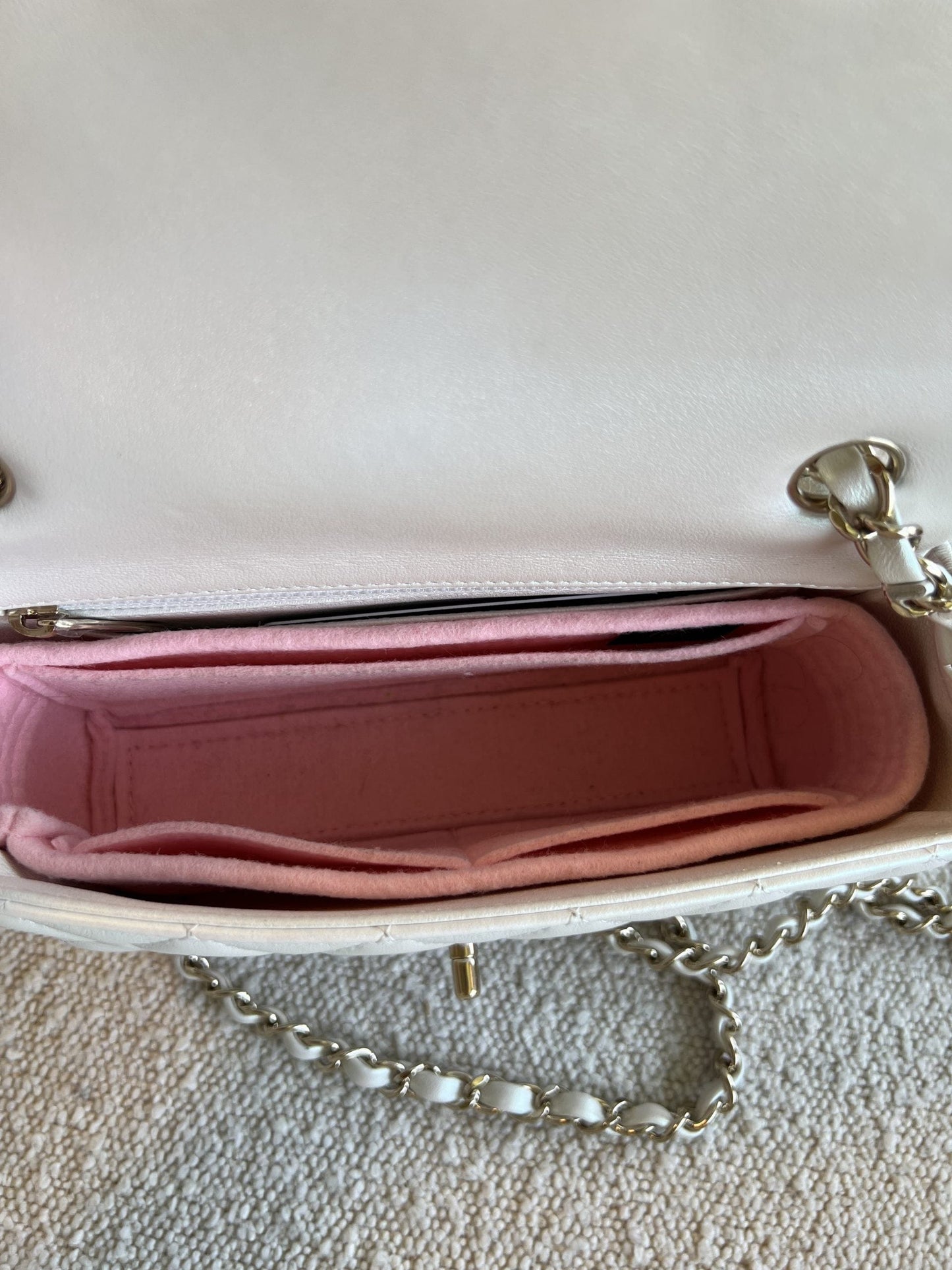 Chanel White Iridescent Mini Rectangular LGHW