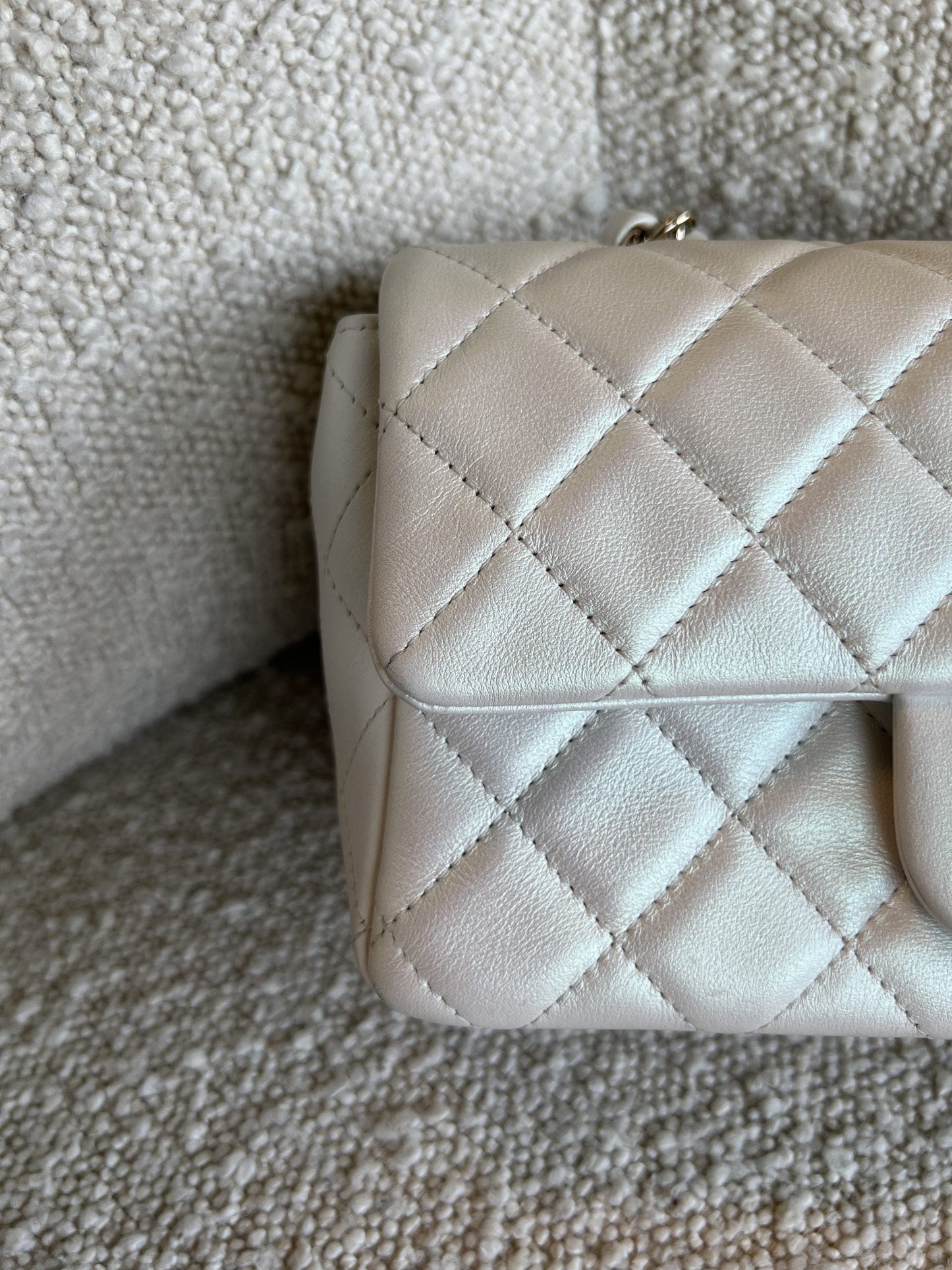 Chanel White Iridescent Mini Rectangular LGHW