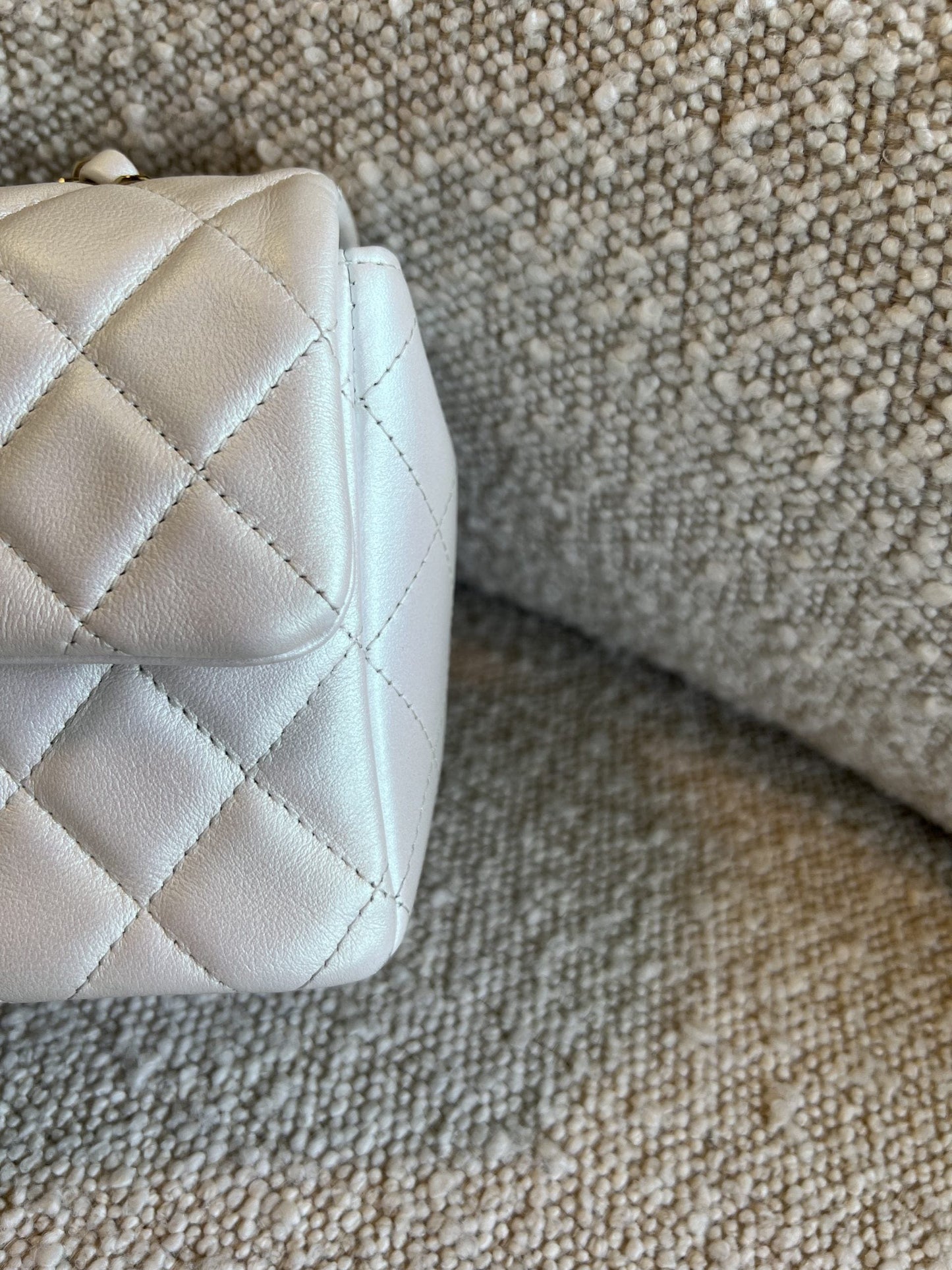 Chanel White Iridescent Mini Rectangular LGHW