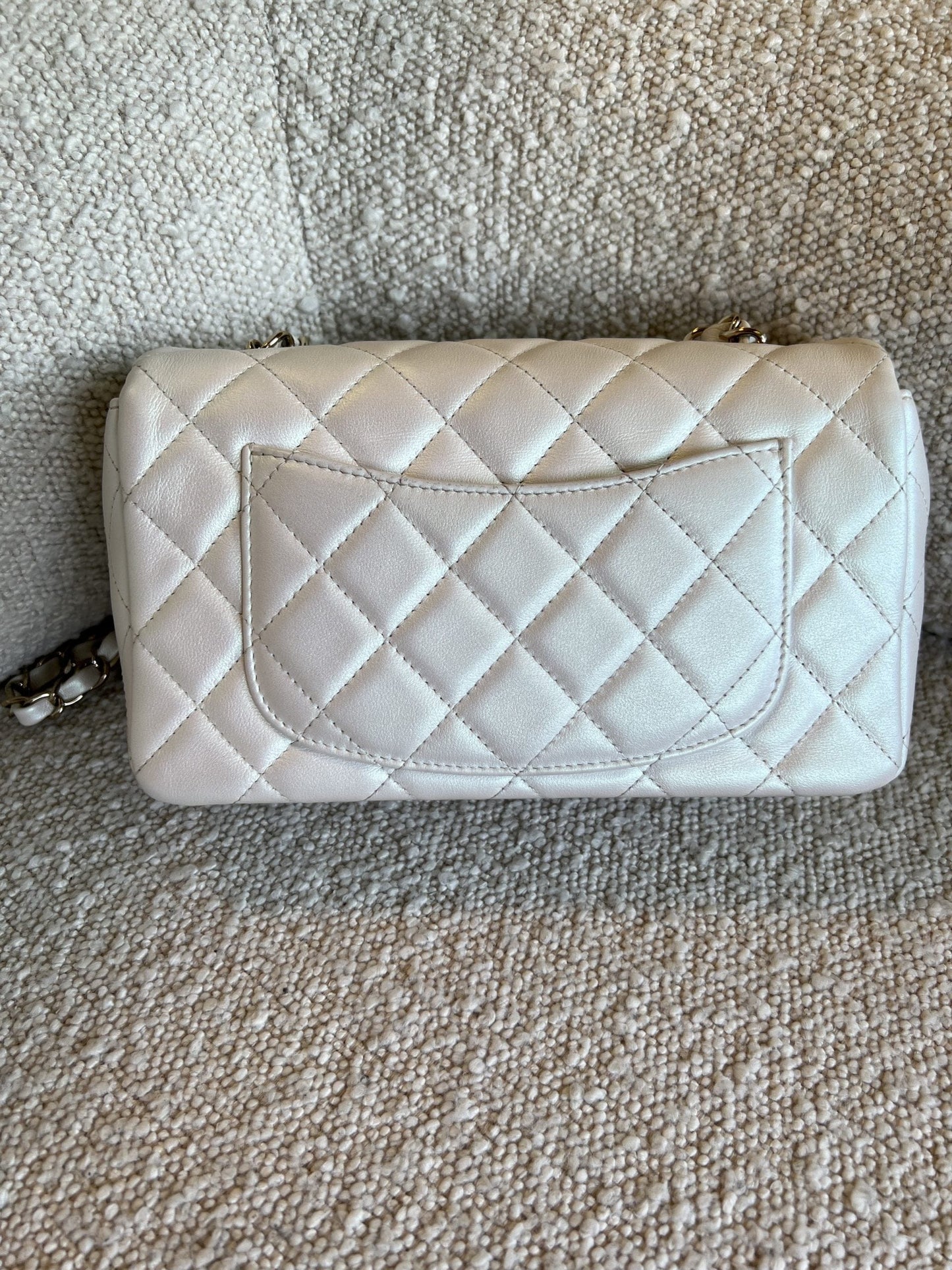 Chanel White Iridescent Mini Rectangular LGHW
