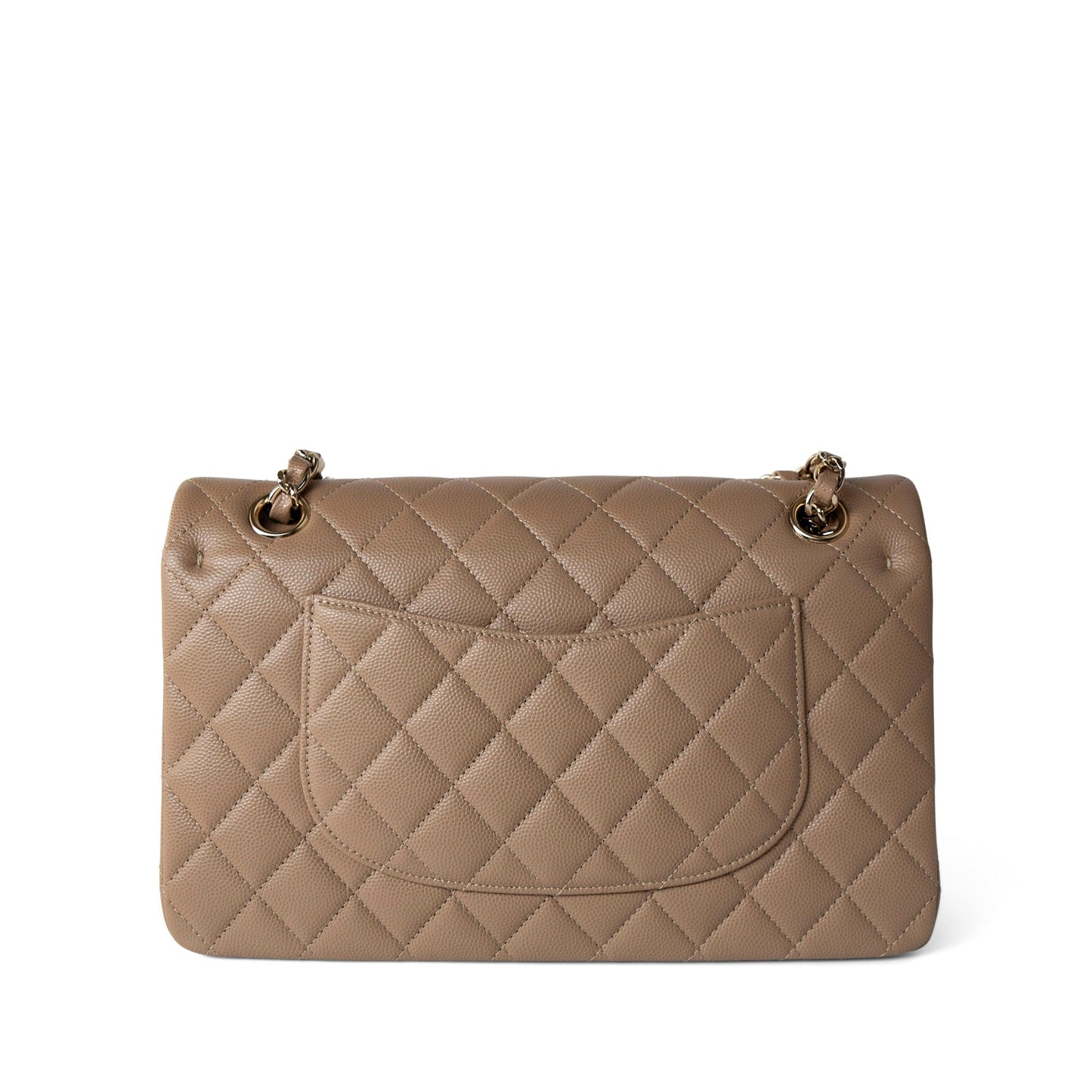 22A Dark Beige Caviar Quilted Classic Flap Medium Light Gold Hardware