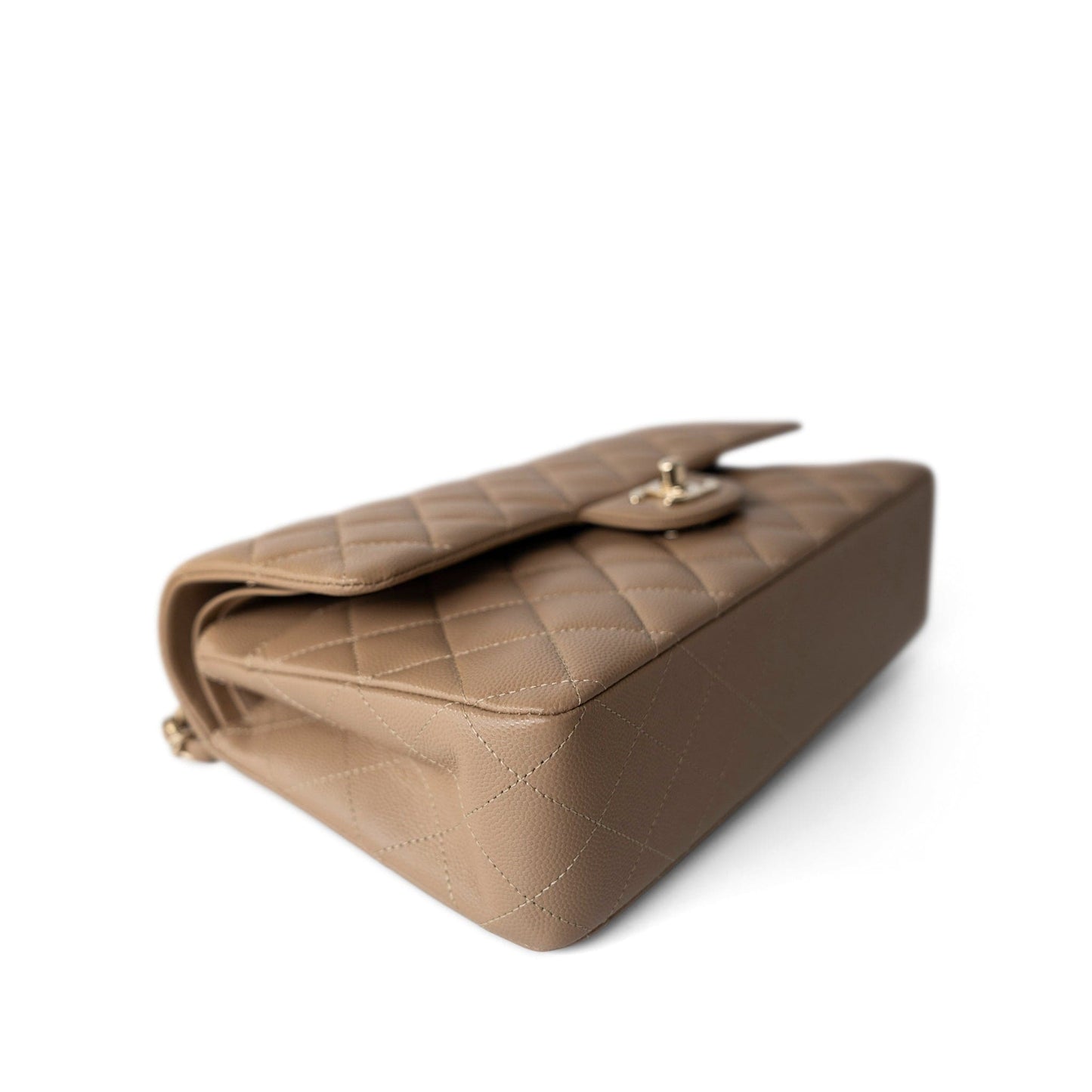 22A Dark Beige Caviar Quilted Classic Flap Medium Light Gold Hardware