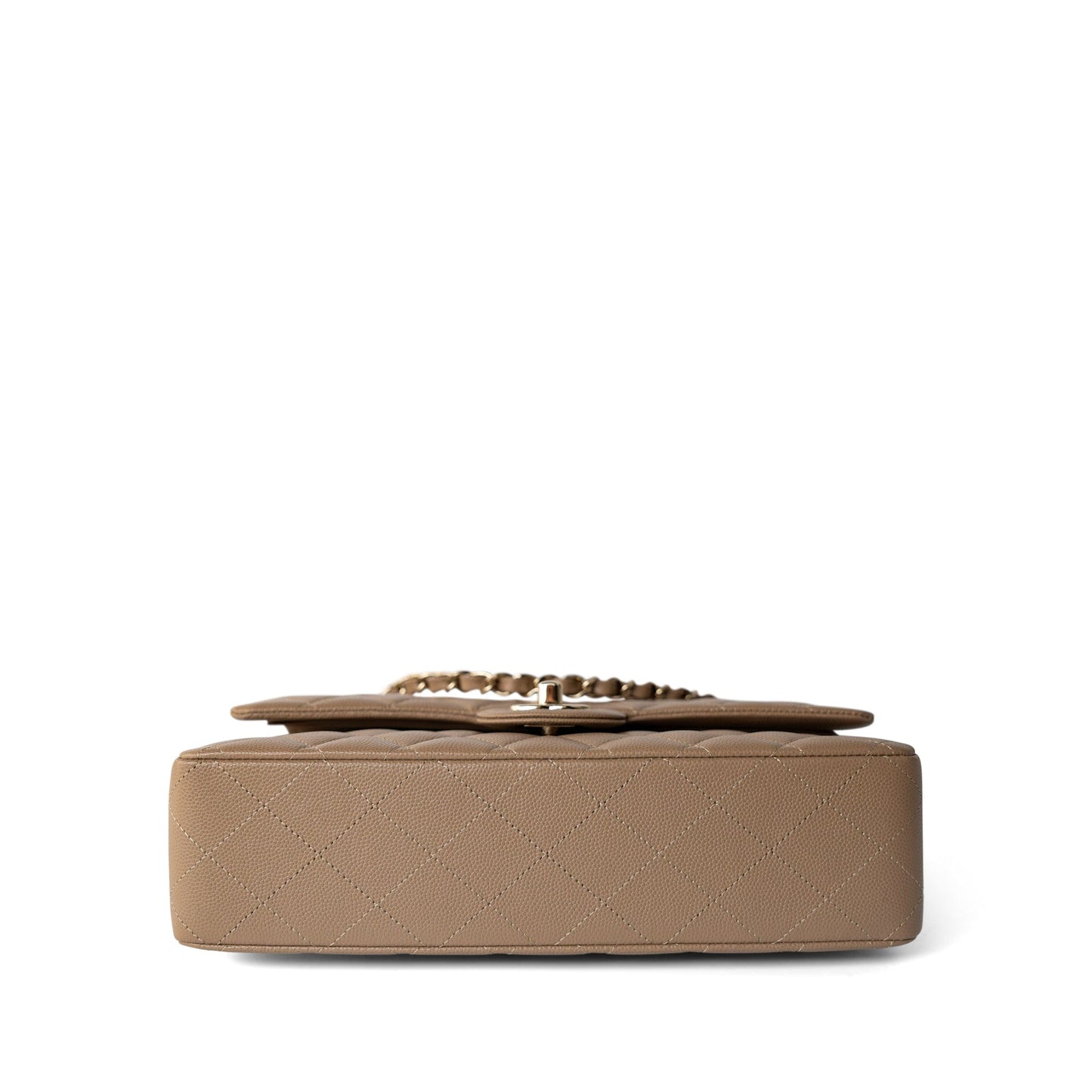 22A Dark Beige Caviar Quilted Classic Flap Medium Light Gold Hardware