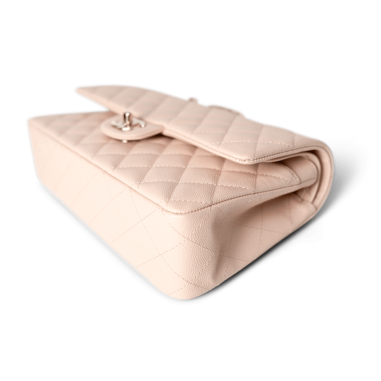 22c Beige Caviar Quilted Classic Flap Medium Light Gold Hardware