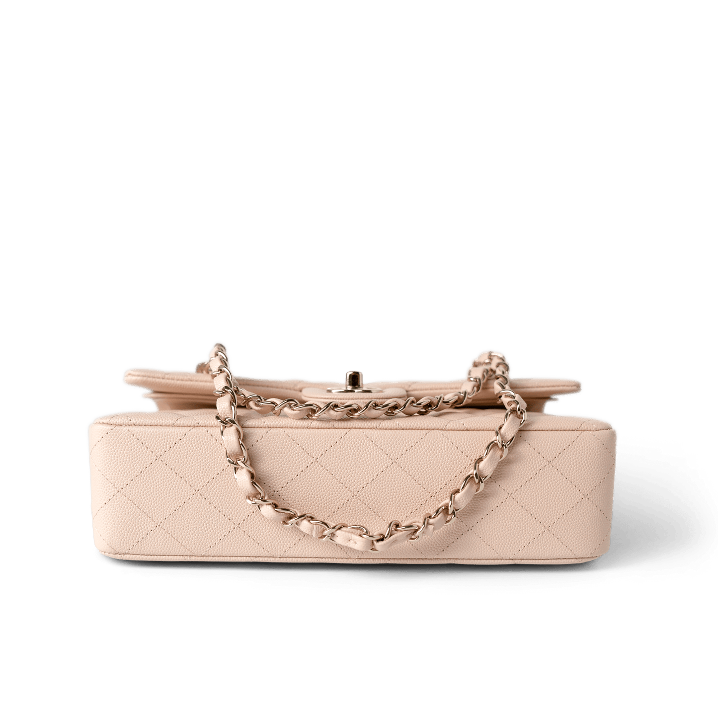 22c Beige Caviar Quilted Classic Flap Medium Light Gold Hardware