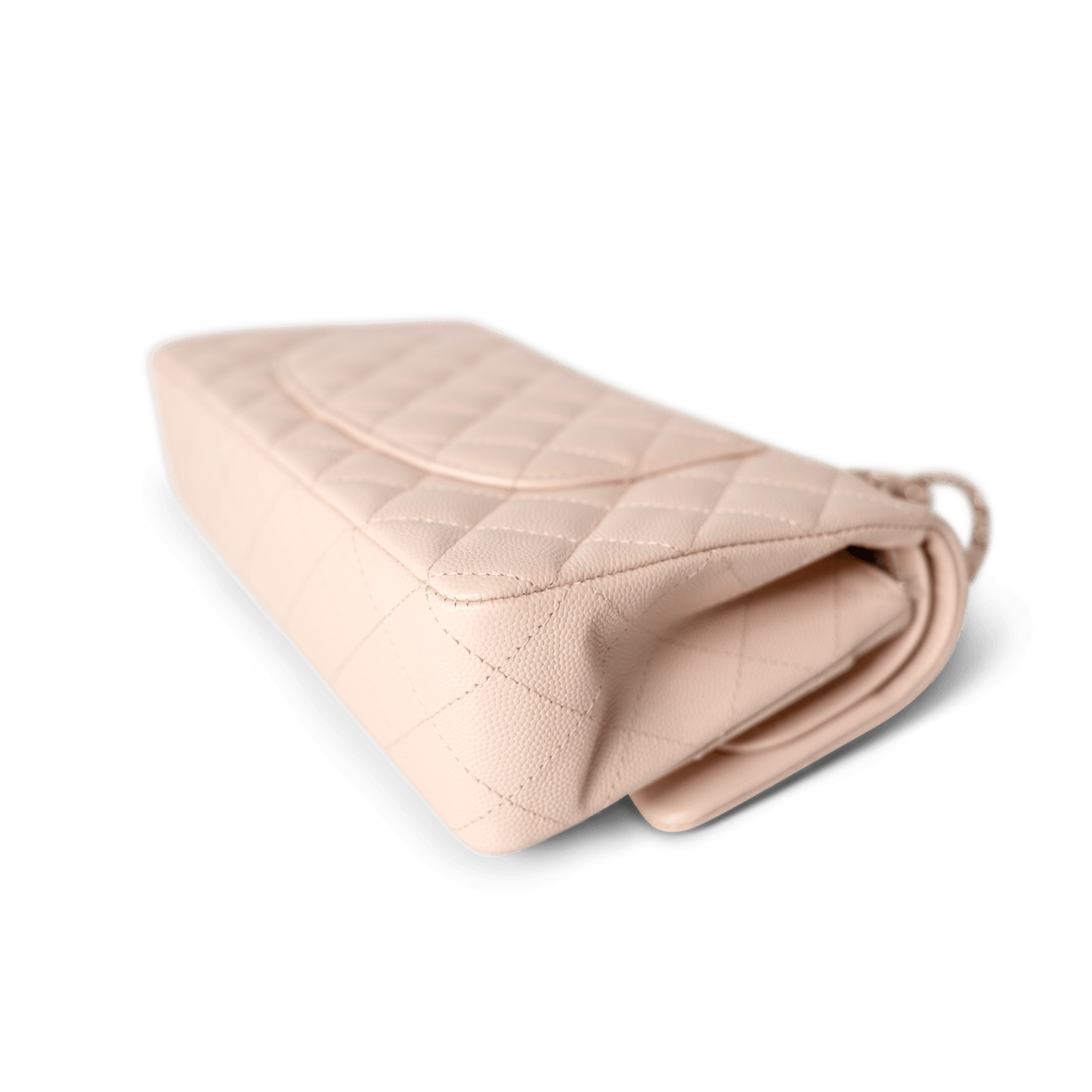 22c Beige Caviar Quilted Classic Flap Medium Light Gold Hardware