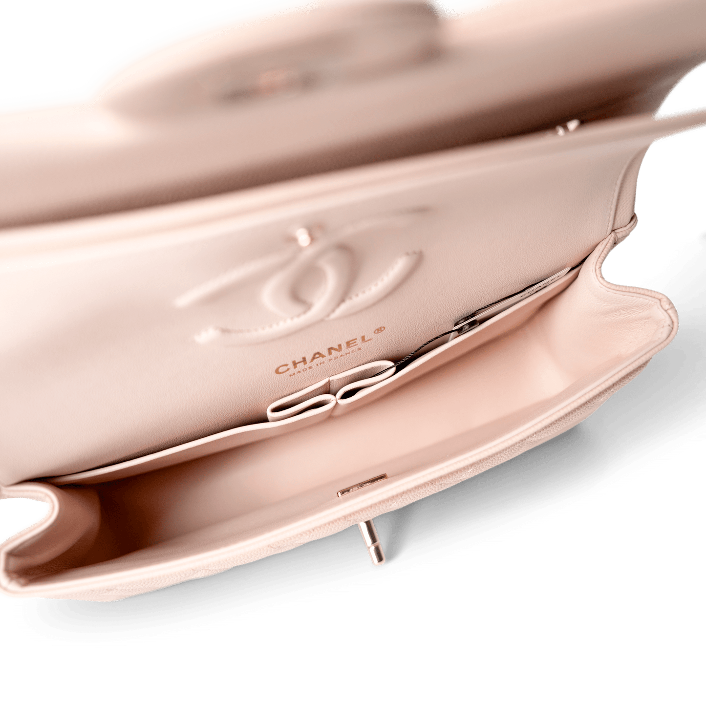 22c Beige Caviar Quilted Classic Flap Medium Light Gold Hardware