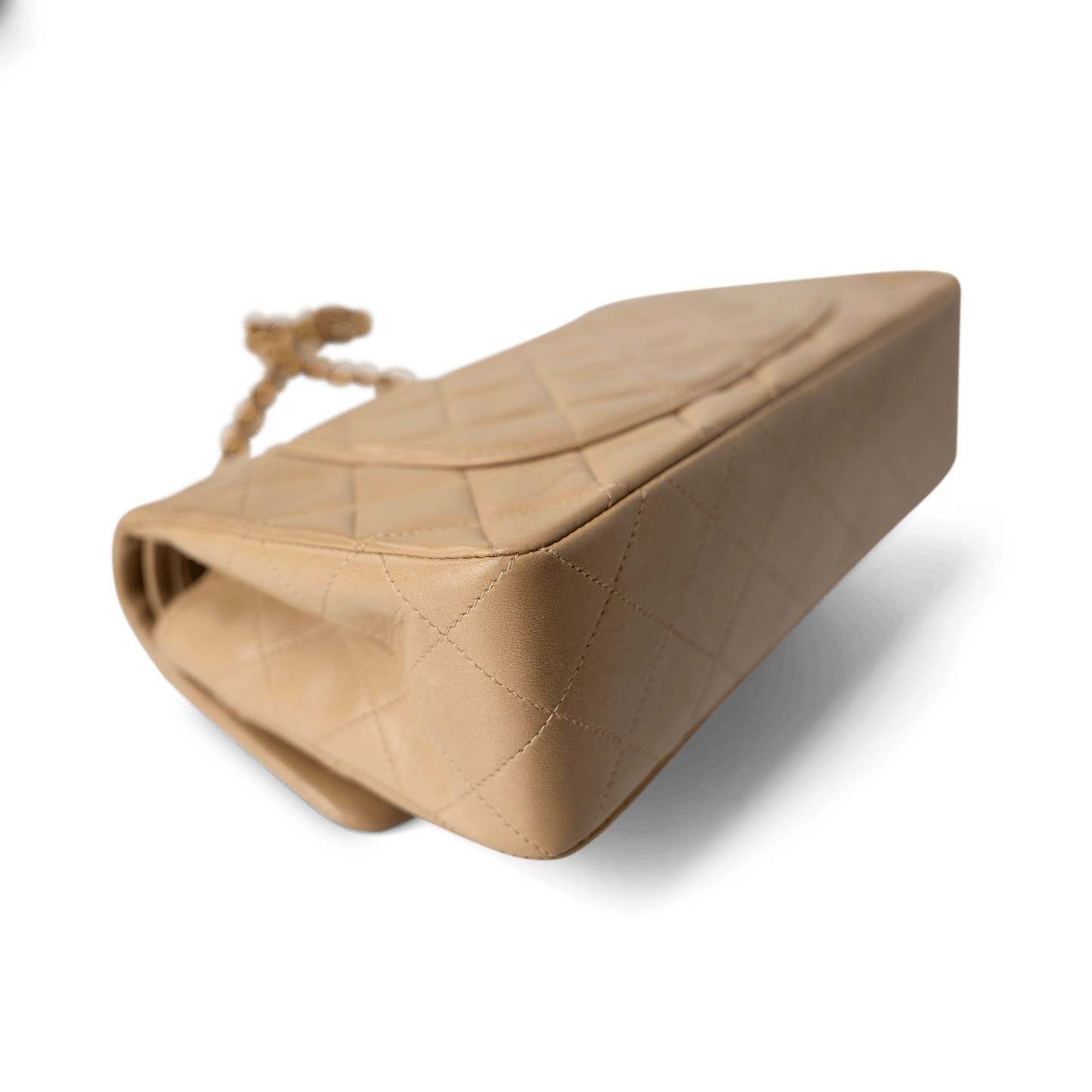 Dark Beige Lambskin Quilted Vintage Classic Flap Gold Hardware