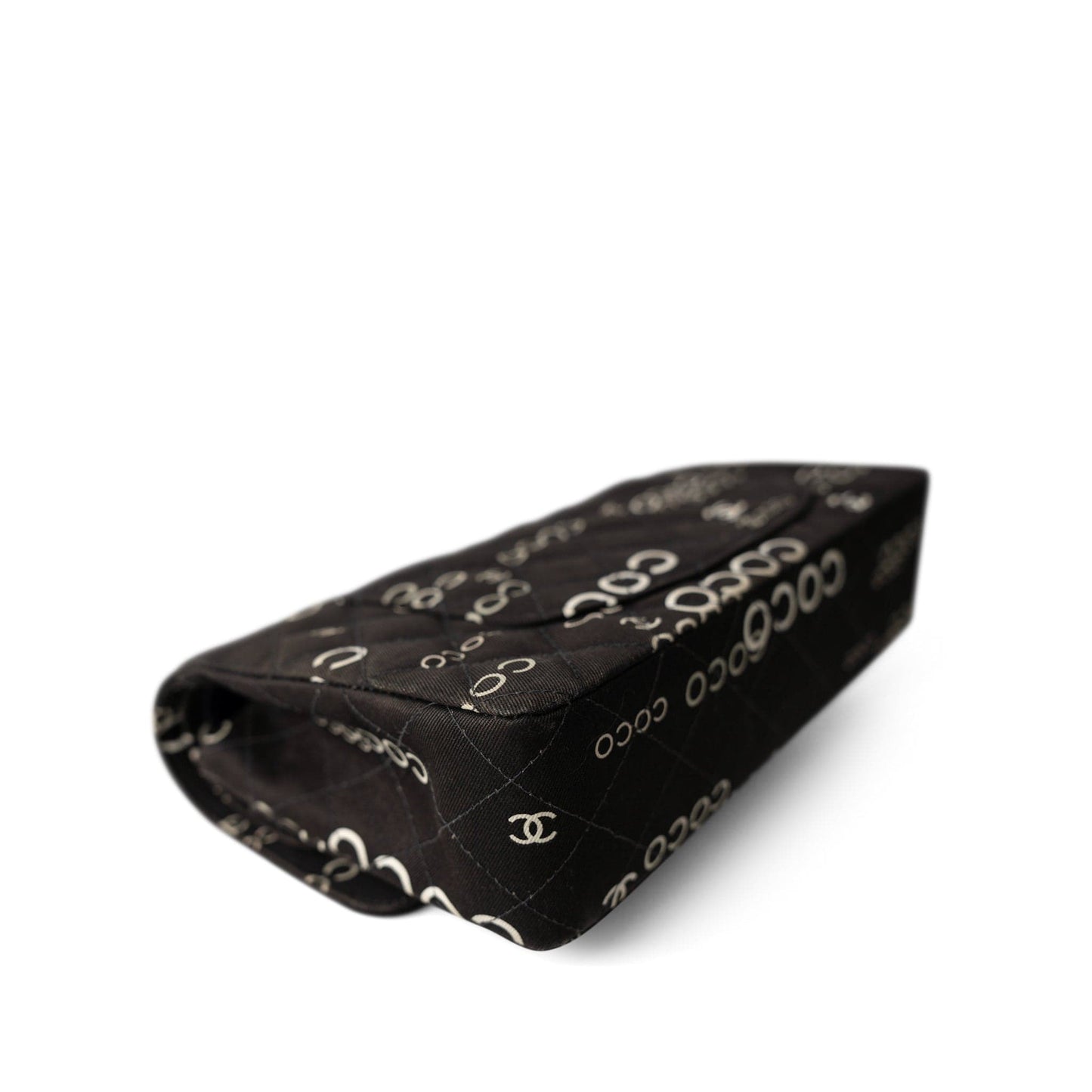 Black Canvas Quilted COCO Medium Classic Flap Light Gold Hardware