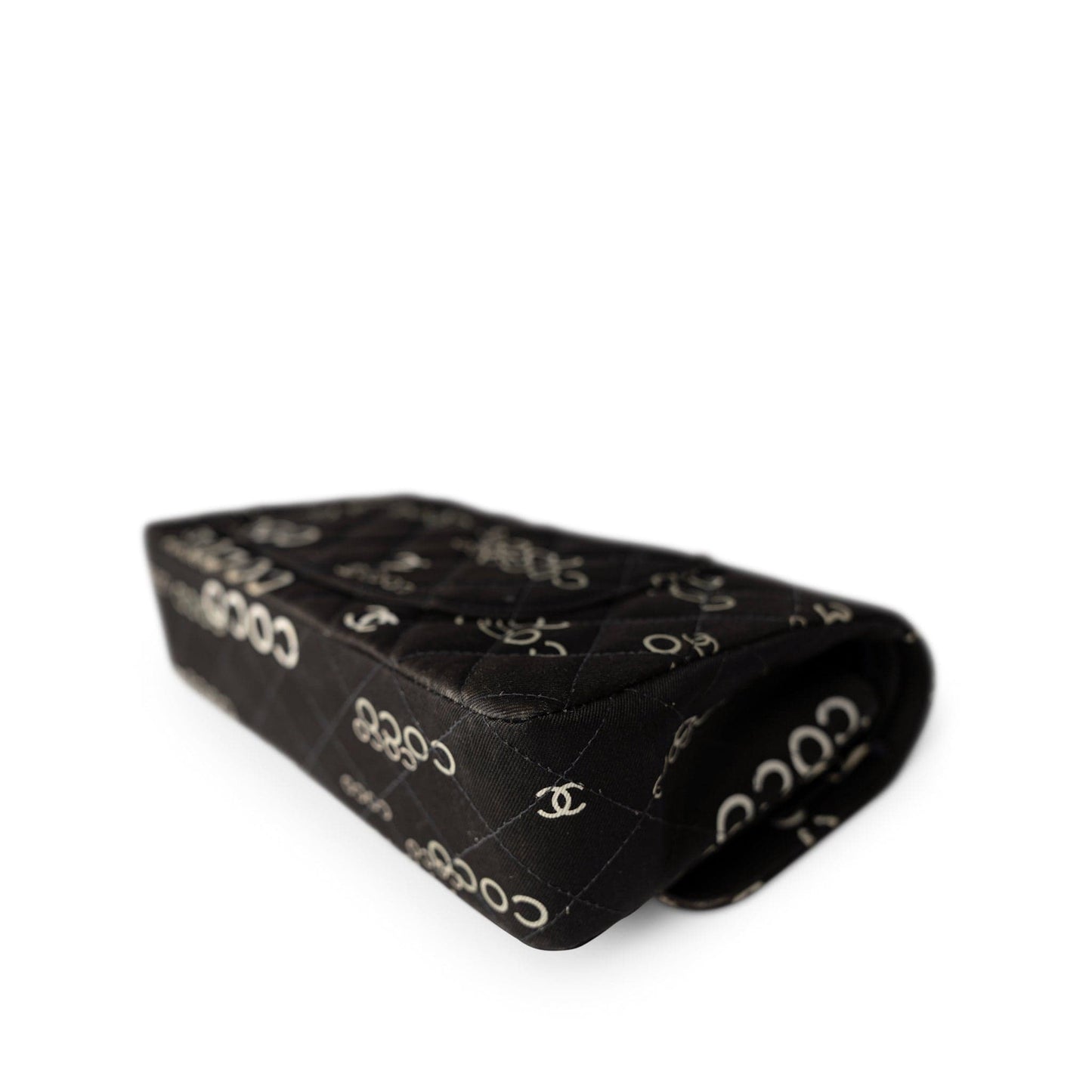 Black Canvas Quilted COCO Medium Classic Flap Light Gold Hardware