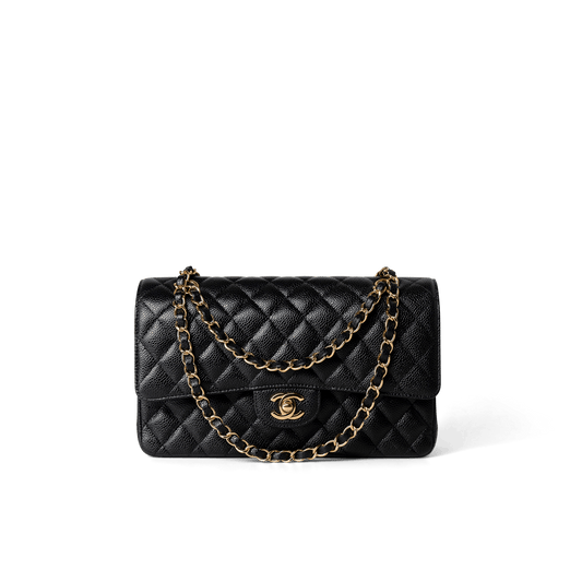Black Caviar Quilted Classic Flap Medium Gold Hardware