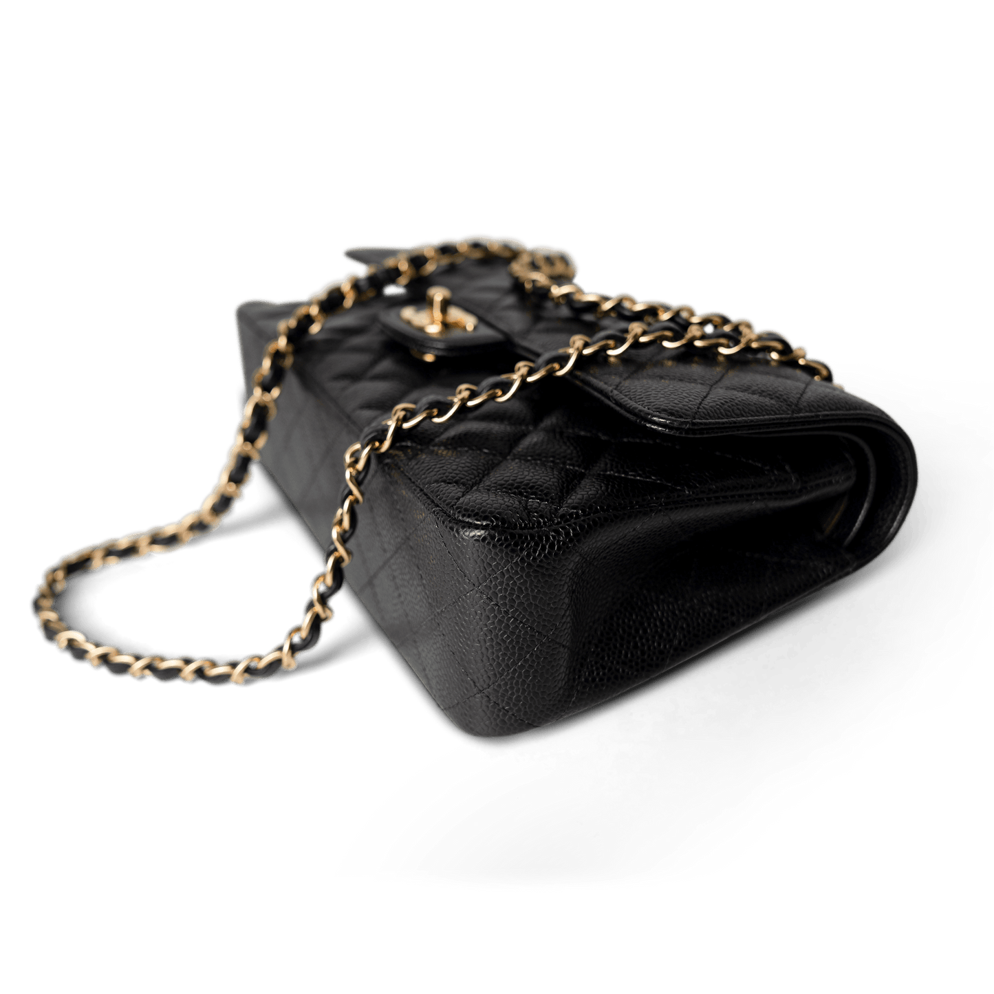 Black Caviar Quilted Classic Flap Medium Gold Hardware