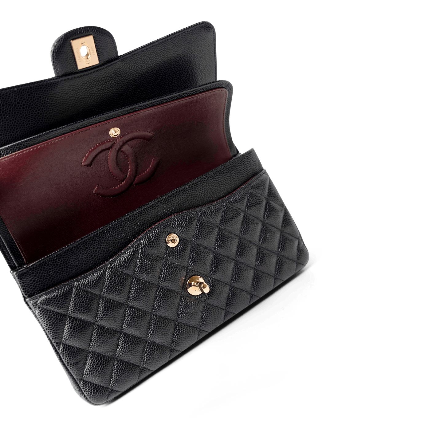 Black Caviar Quilted Classic Flap Medium Gold Hardware