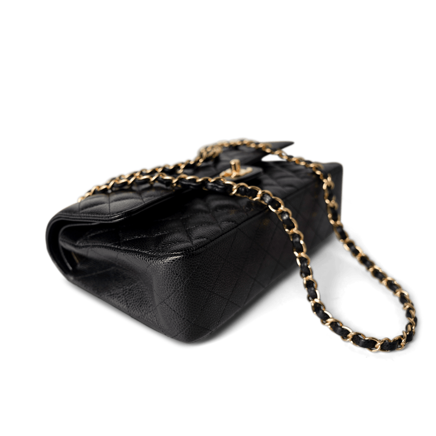 Black Caviar Quilted Classic Flap Medium Gold Hardware