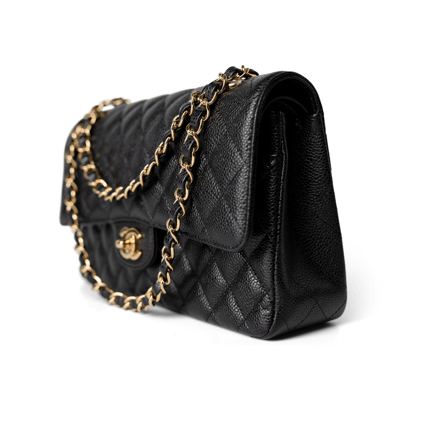 Black Caviar Quilted Classic Flap Medium Gold Hardware