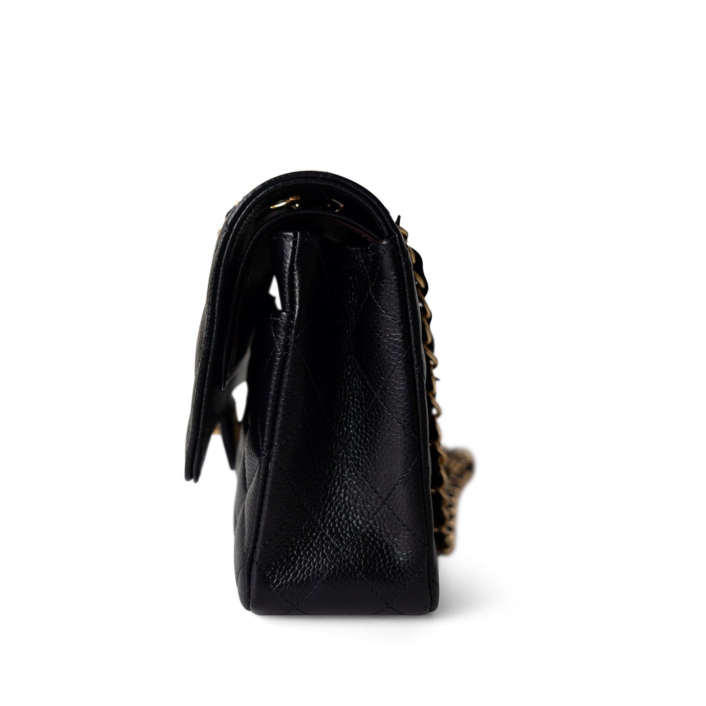 Black Caviar Quilted Classic Flap Medium Gold Hardware