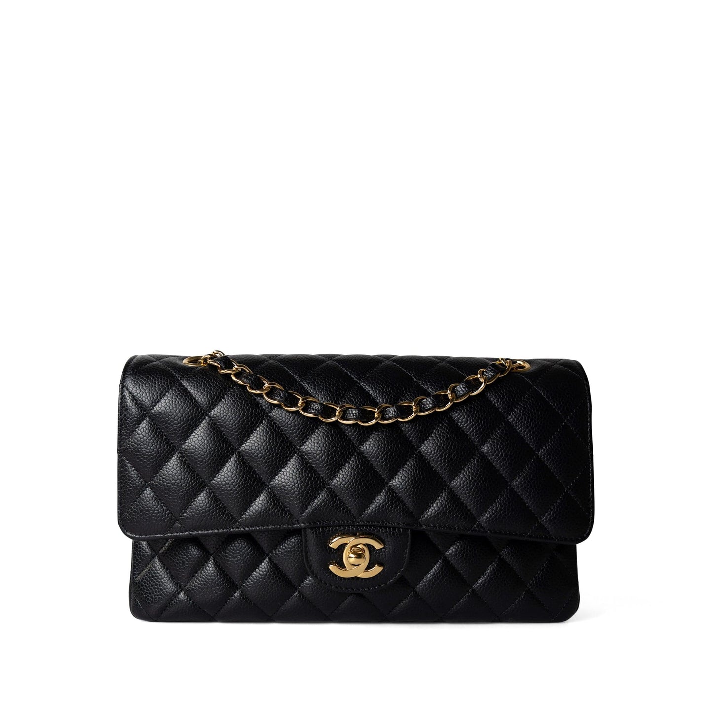 Black Caviar Quilted Classic Flap Medium Gold Hardware