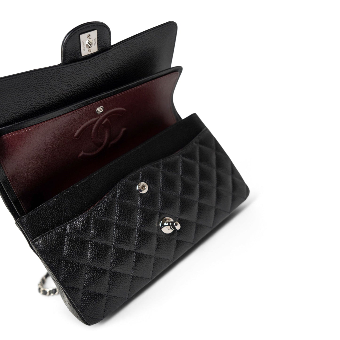 Black Caviar Quilted Classic Flap Medium Silver Hardware