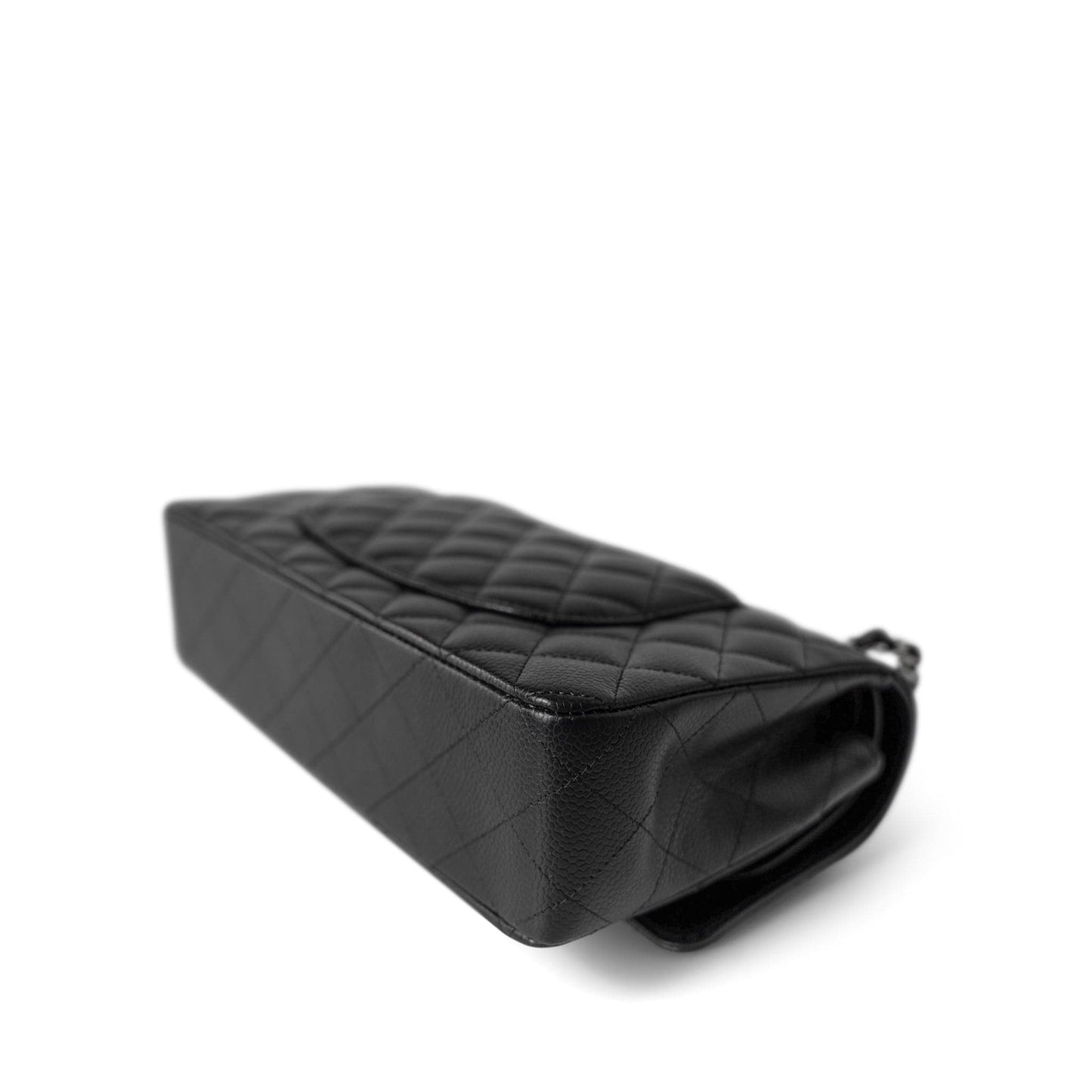 Black Caviar Quilted Classic Flap Medium Silver Hardware