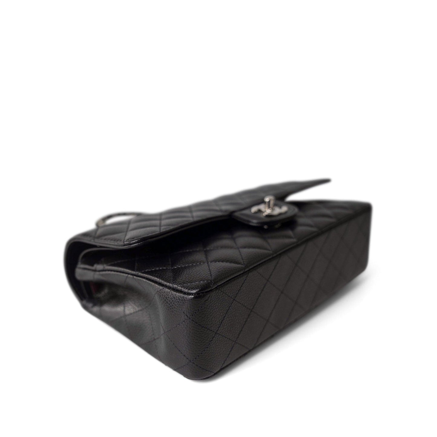 Black Caviar Quilted Classic Flap Medium Silver Hardware