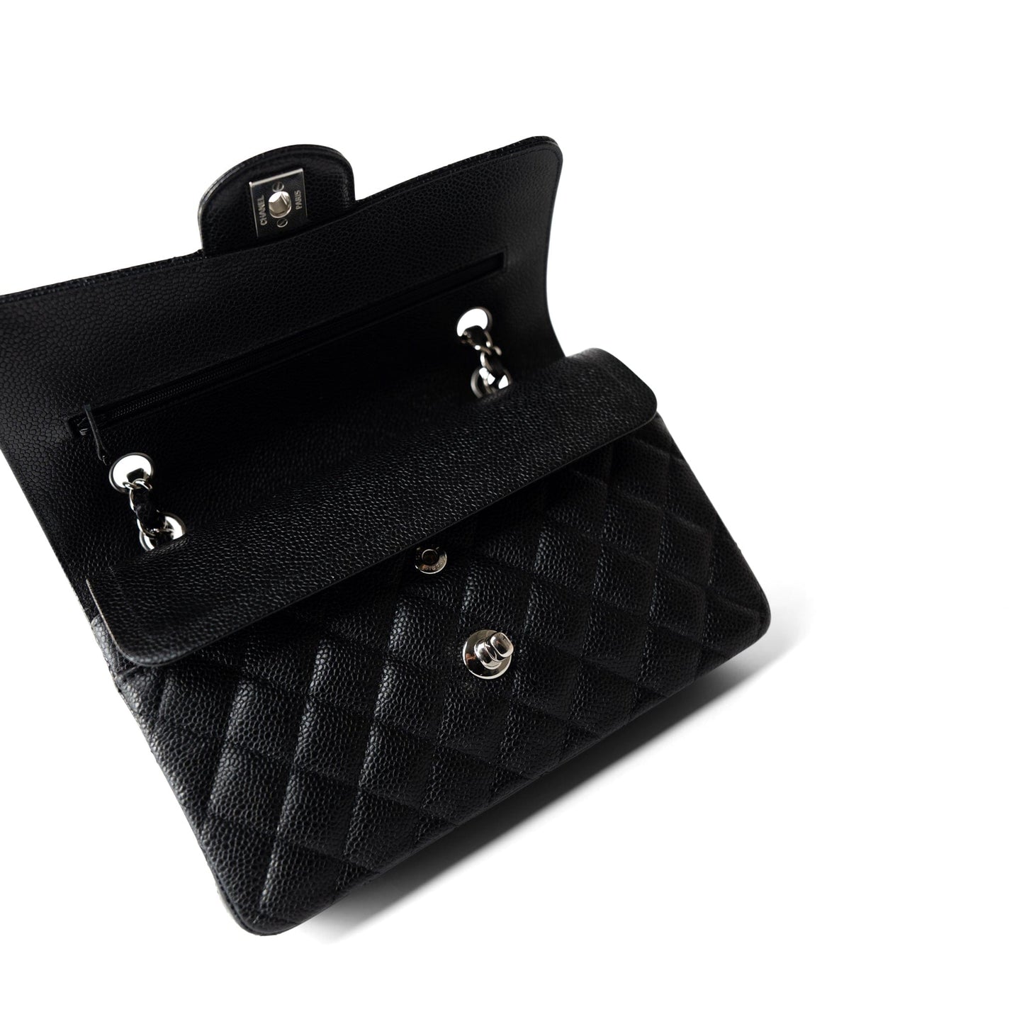 Black Caviar Quilted Classic Flap Small Silver Hardware
