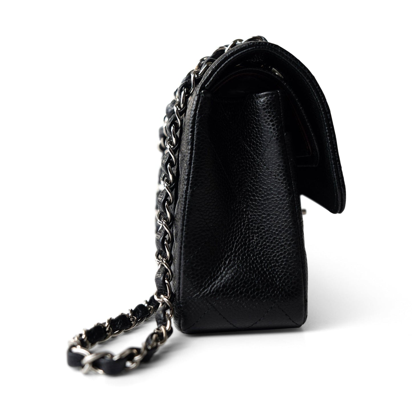 Black Caviar Quilted Classic Flap Small Silver Hardware