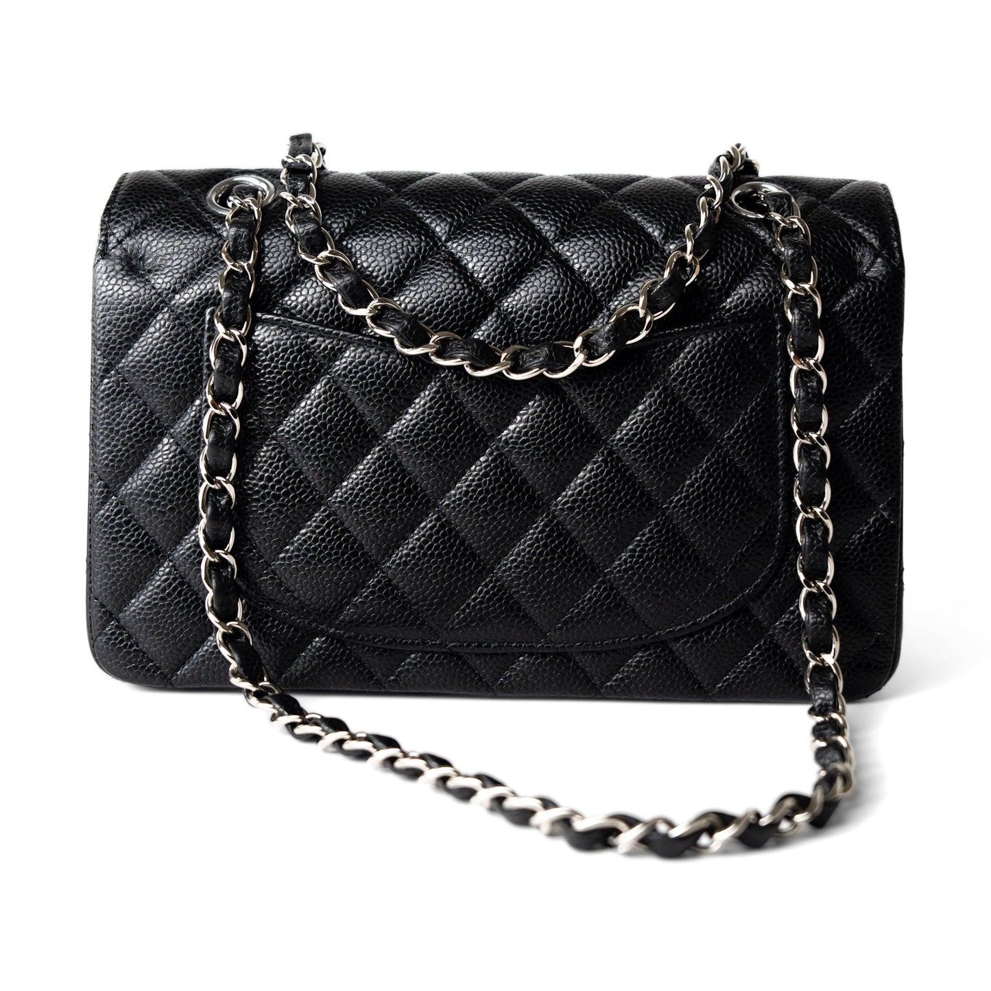 Black Caviar Quilted Classic Flap Small Silver Hardware