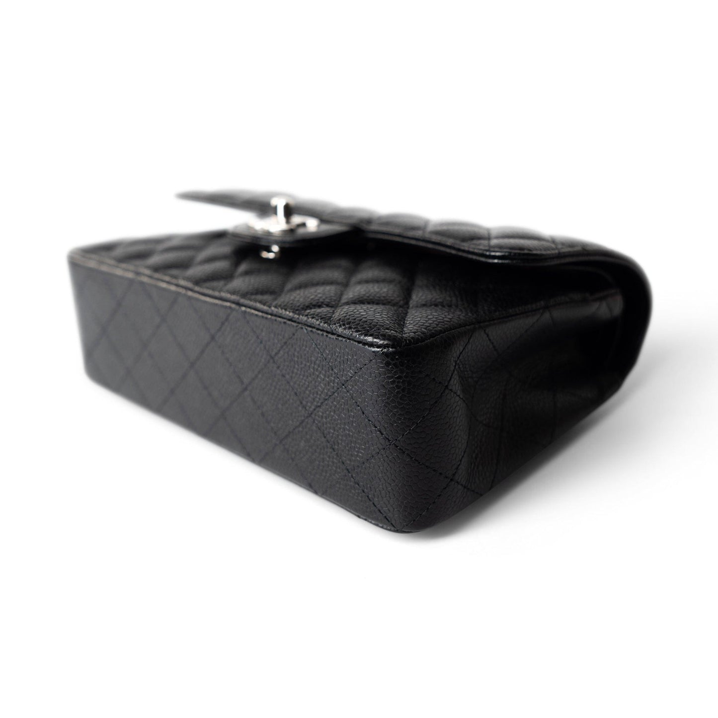 Black Caviar Quilted Classic Flap Small Silver Hardware