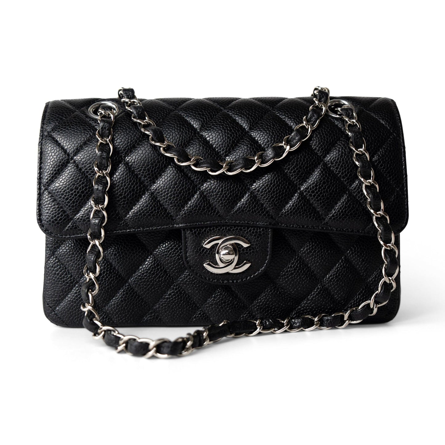 Black Caviar Quilted Classic Flap Small Silver Hardware