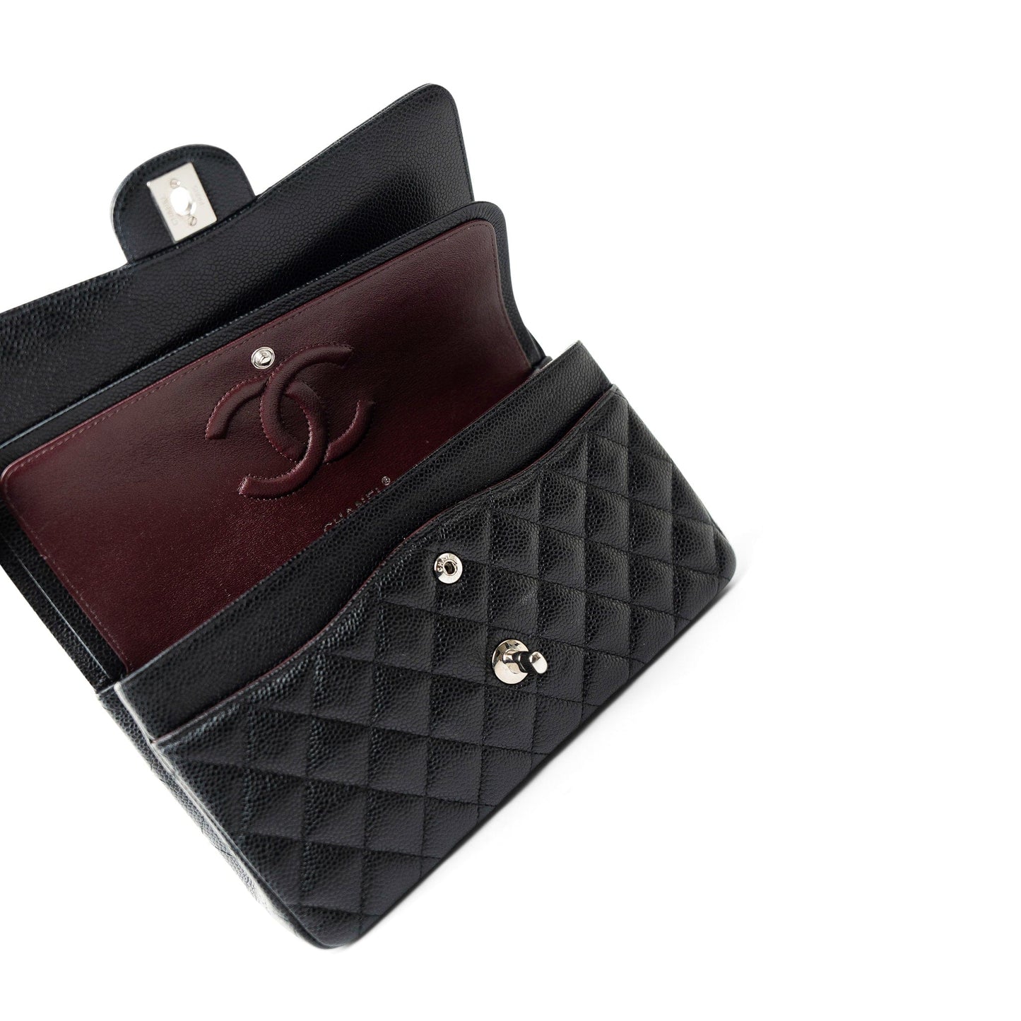 Black Caviar Quilted Medium Classic Flap Silver Hardware