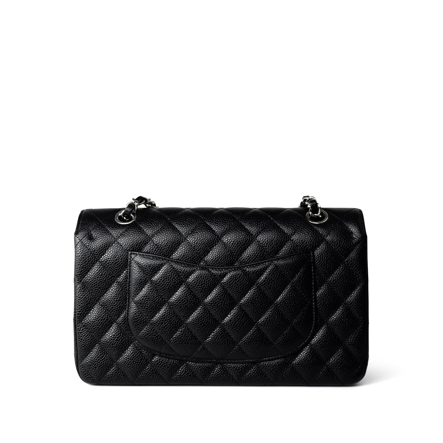 Black Caviar Quilted Medium Classic Flap Silver Hardware