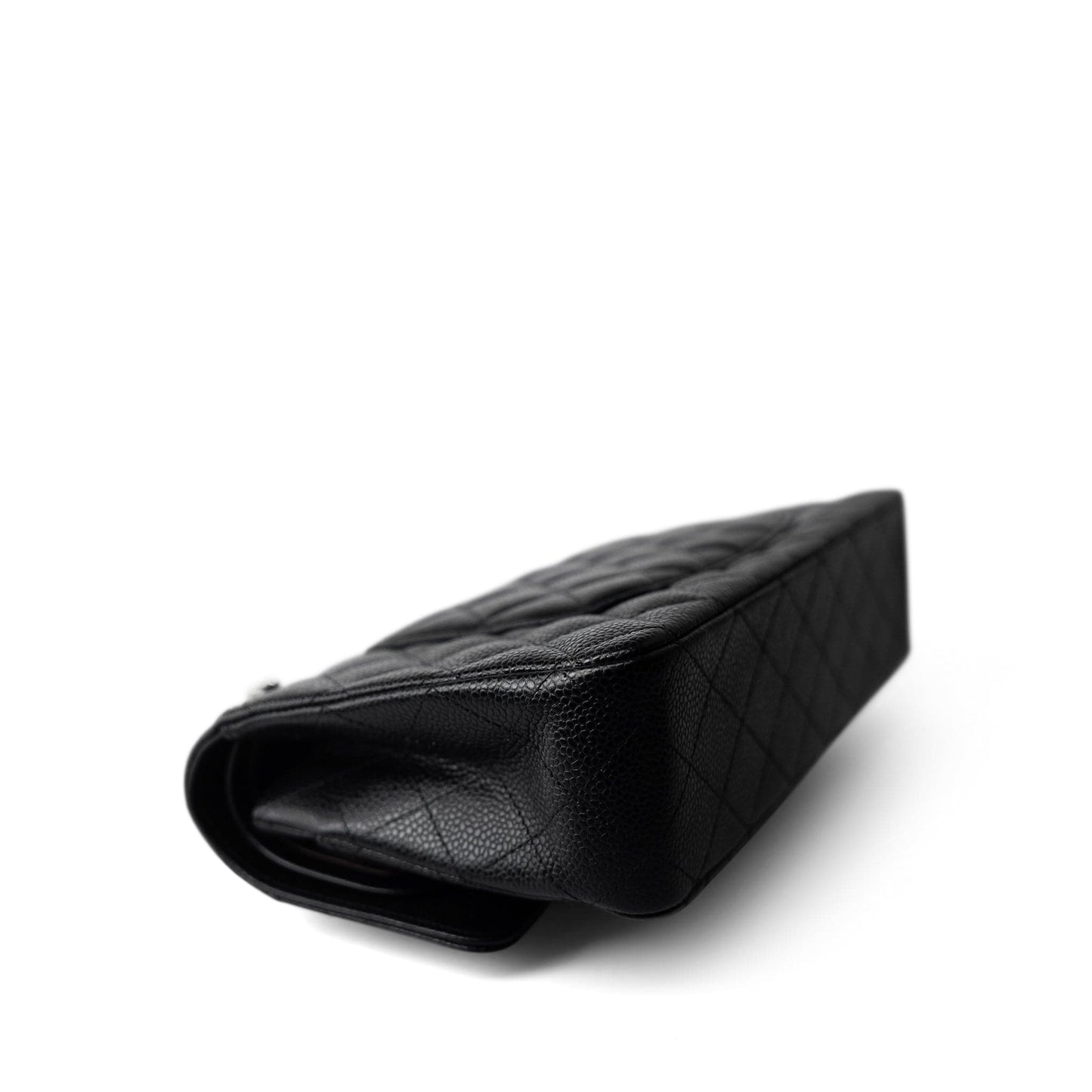 Black Caviar Quilted Medium Classic Flap Silver Hardware