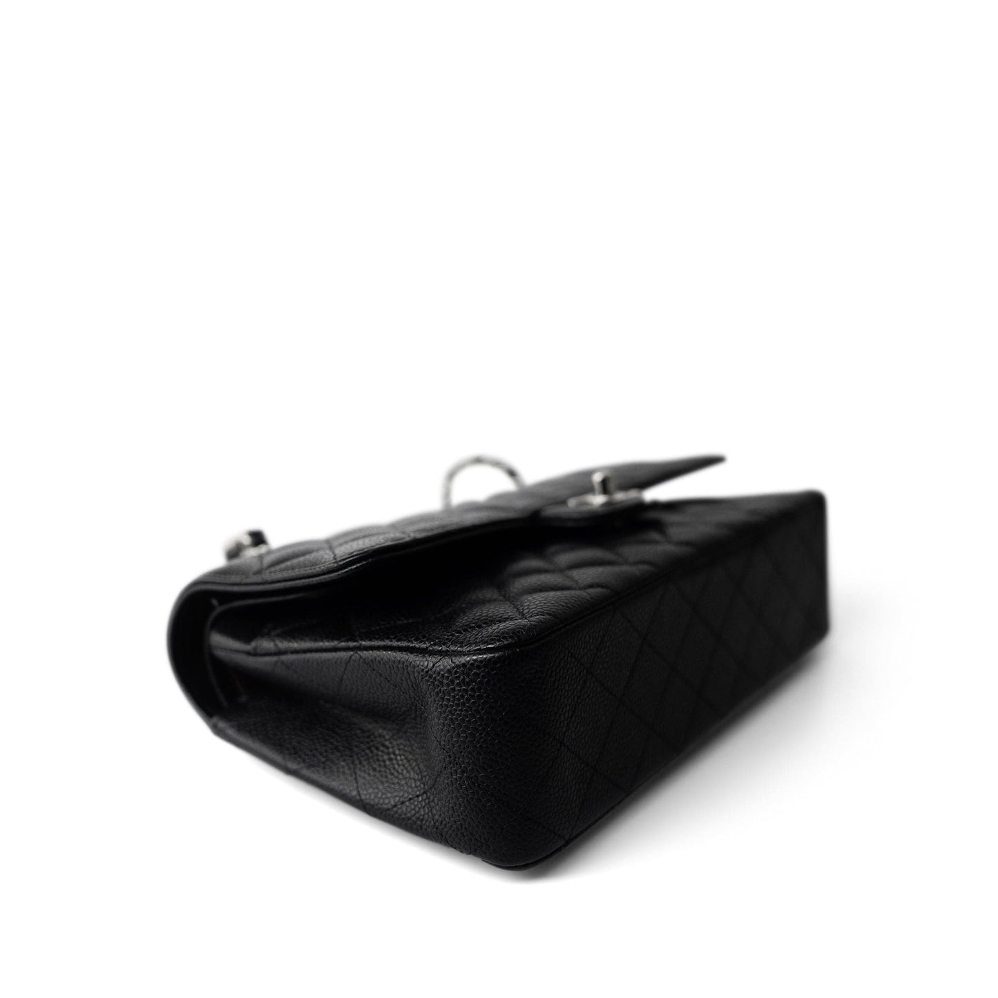 Black Caviar Quilted Medium Classic Flap Silver Hardware