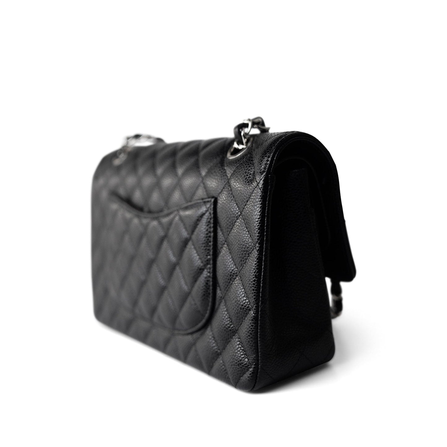 Black Caviar Quilted Medium Classic Flap Silver Hardware