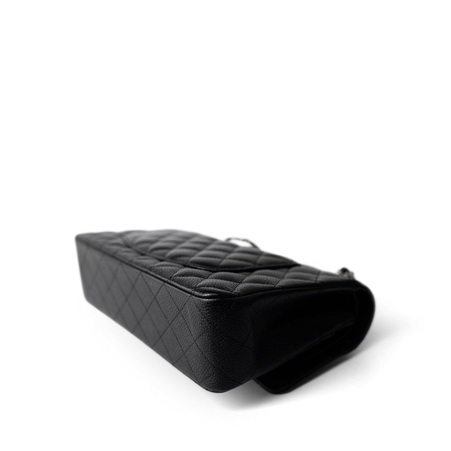 Black Caviar Quilted Medium Classic Flap Silver Hardware