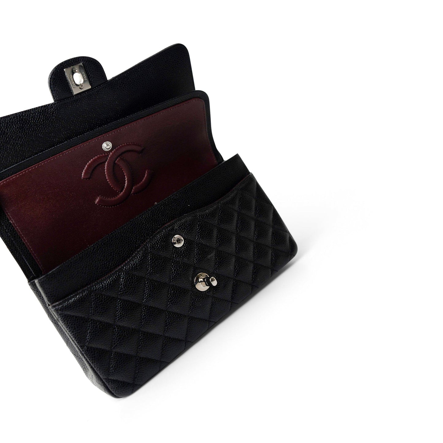 Black Caviar Quilted Medium Classic Flap Silver Hardware
