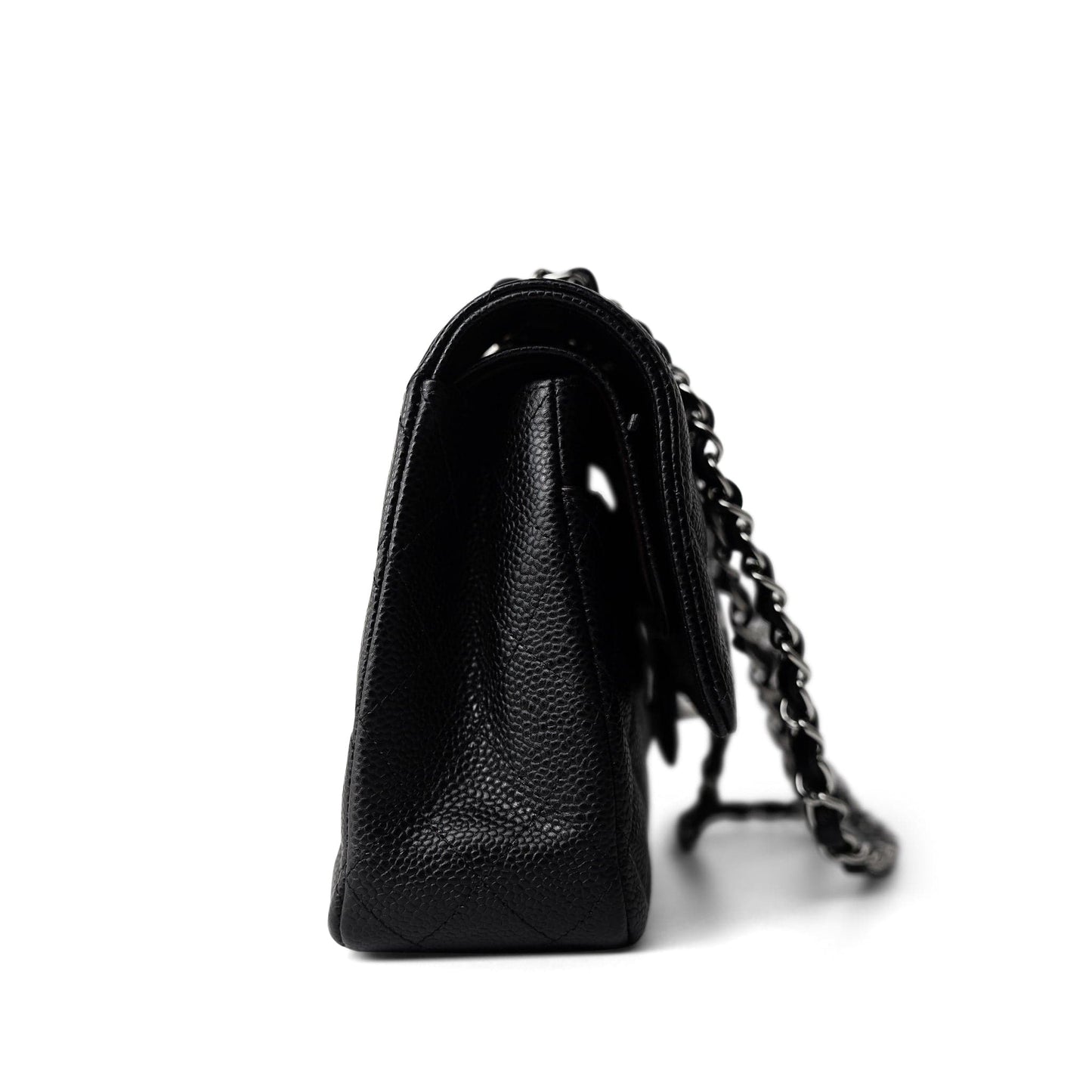 Black Caviar Quilted Medium Classic Flap Silver Hardware