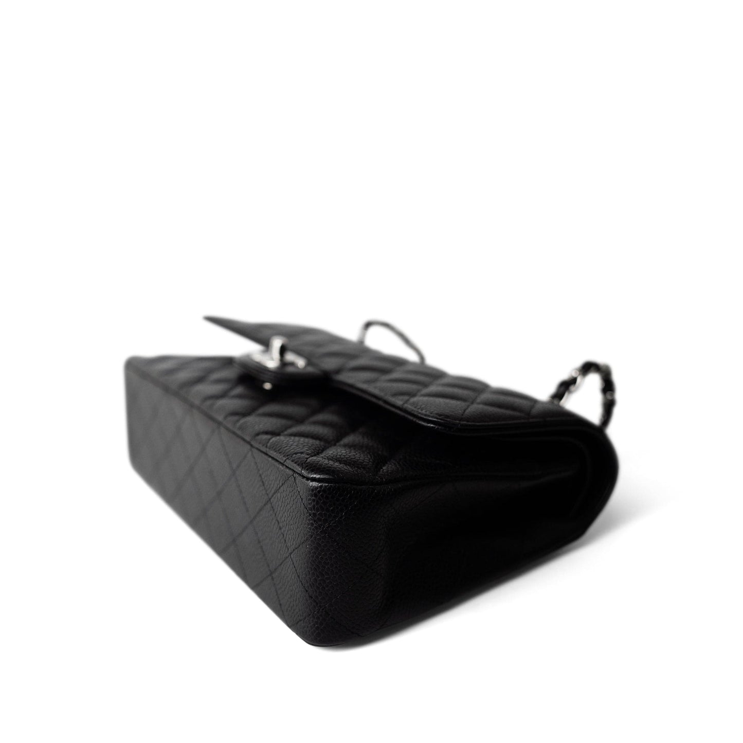 Black Caviar Quilted Medium Classic Flap Silver Hardware