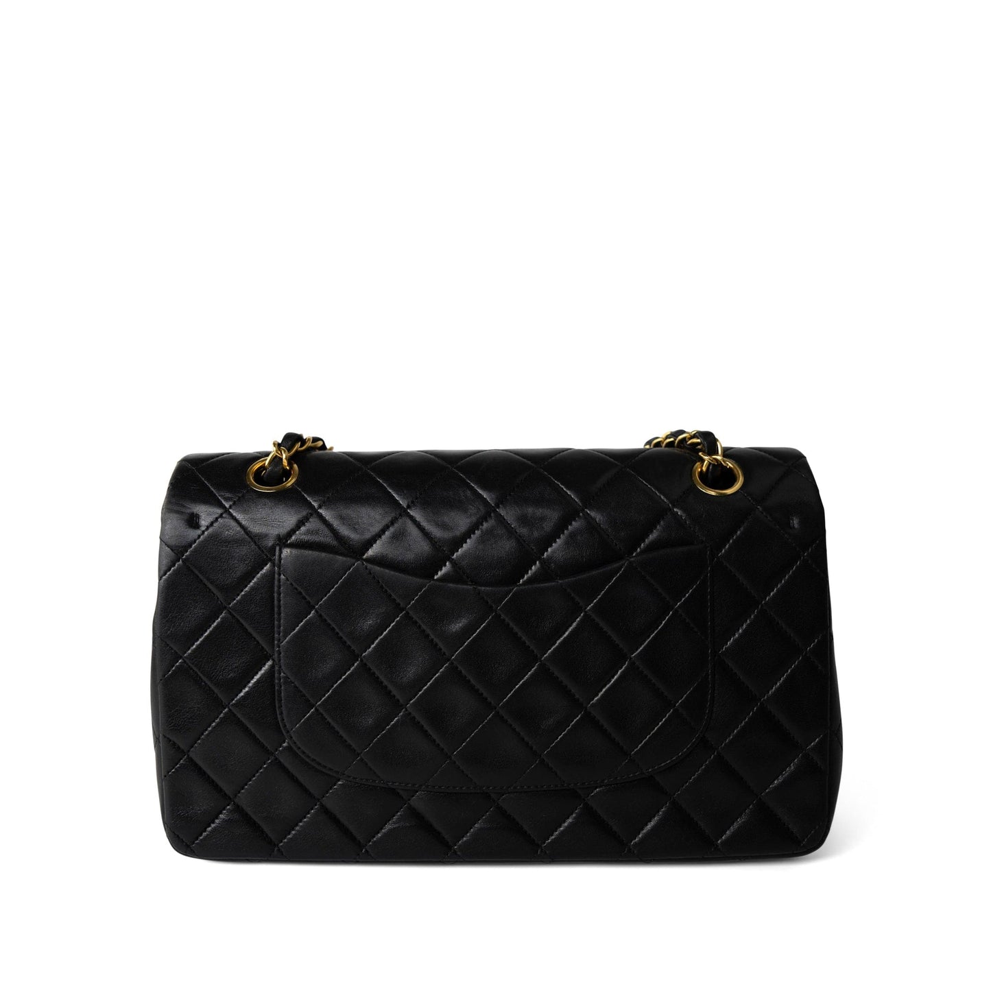 Vintage Black Lambskin Quilted Classic Flap Medium Gold Hardware