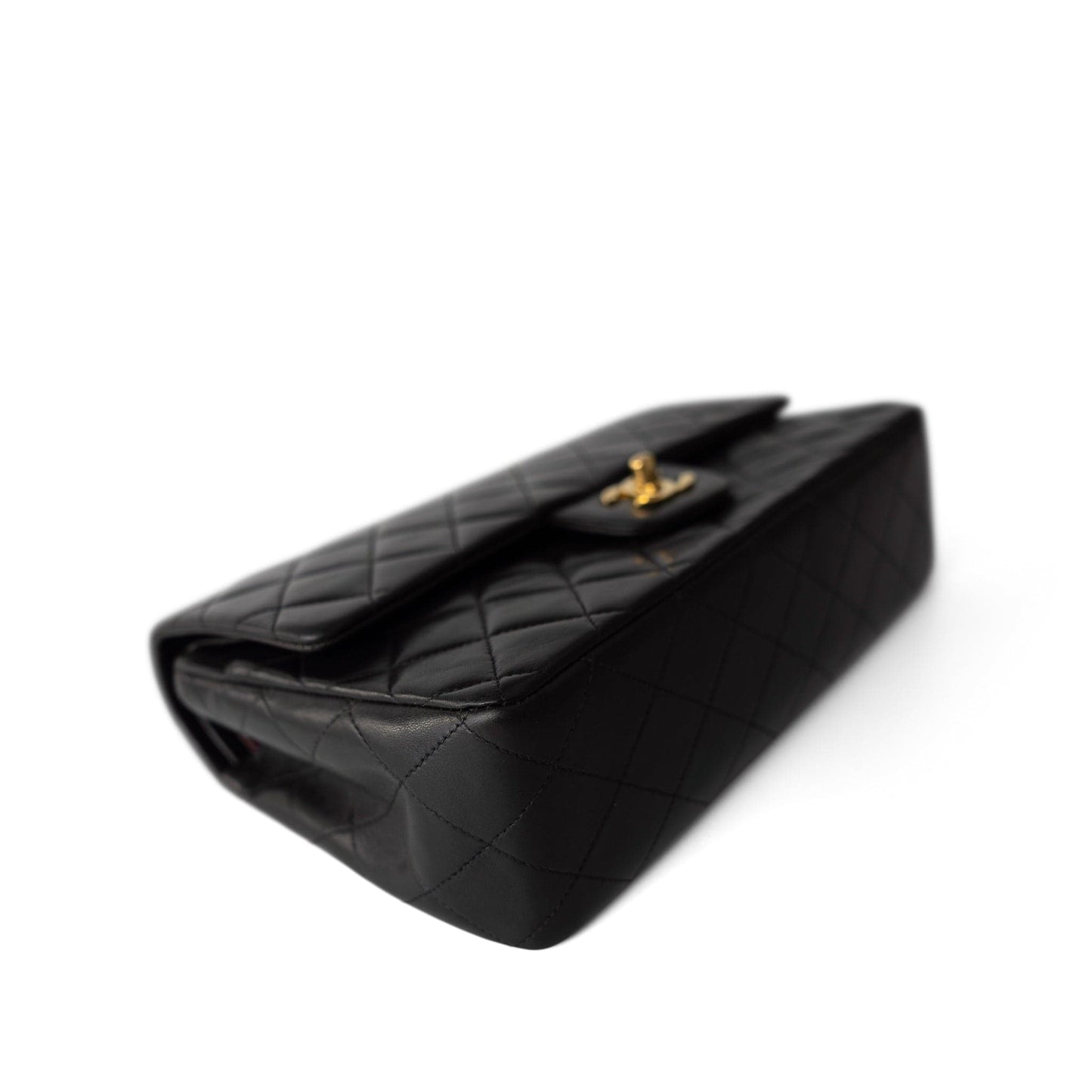 Vintage Black Lambskin Quilted Classic Flap Medium Gold Hardware