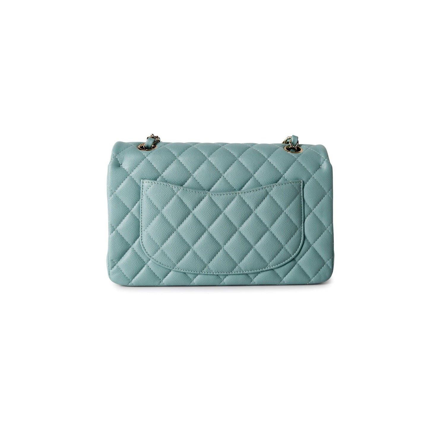 19C Tiffany Blue Caviar Quilted Classic Flap Small Light Gold Hardware