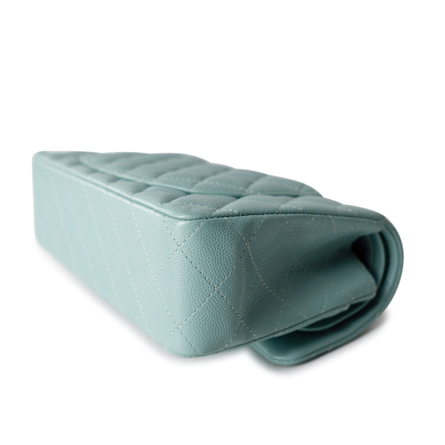 19C Tiffany Blue Caviar Quilted Classic Flap Small Light Gold Hardware