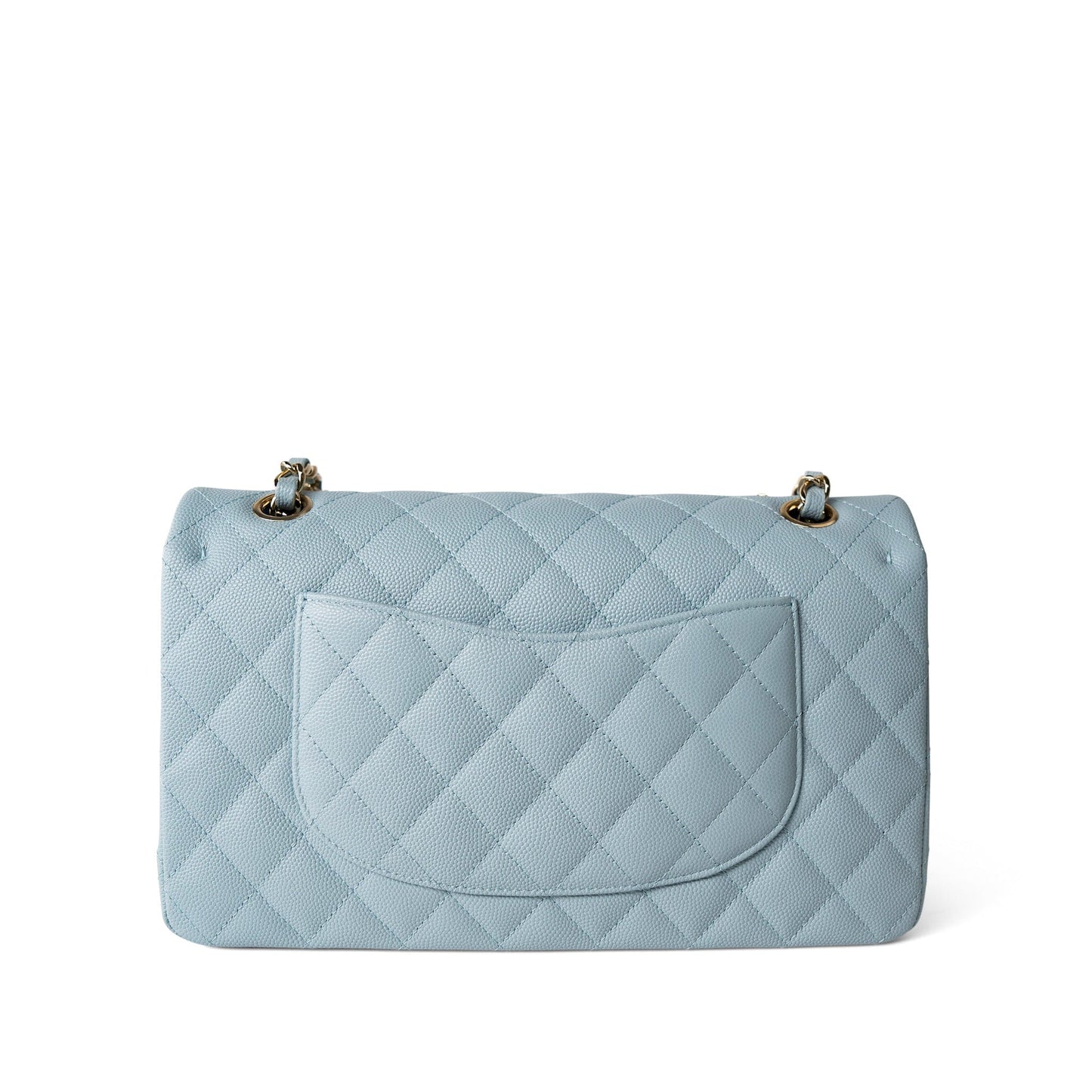 22P Light Blue Caviar Quilted Classic Flap Medium Light Gold Hardware