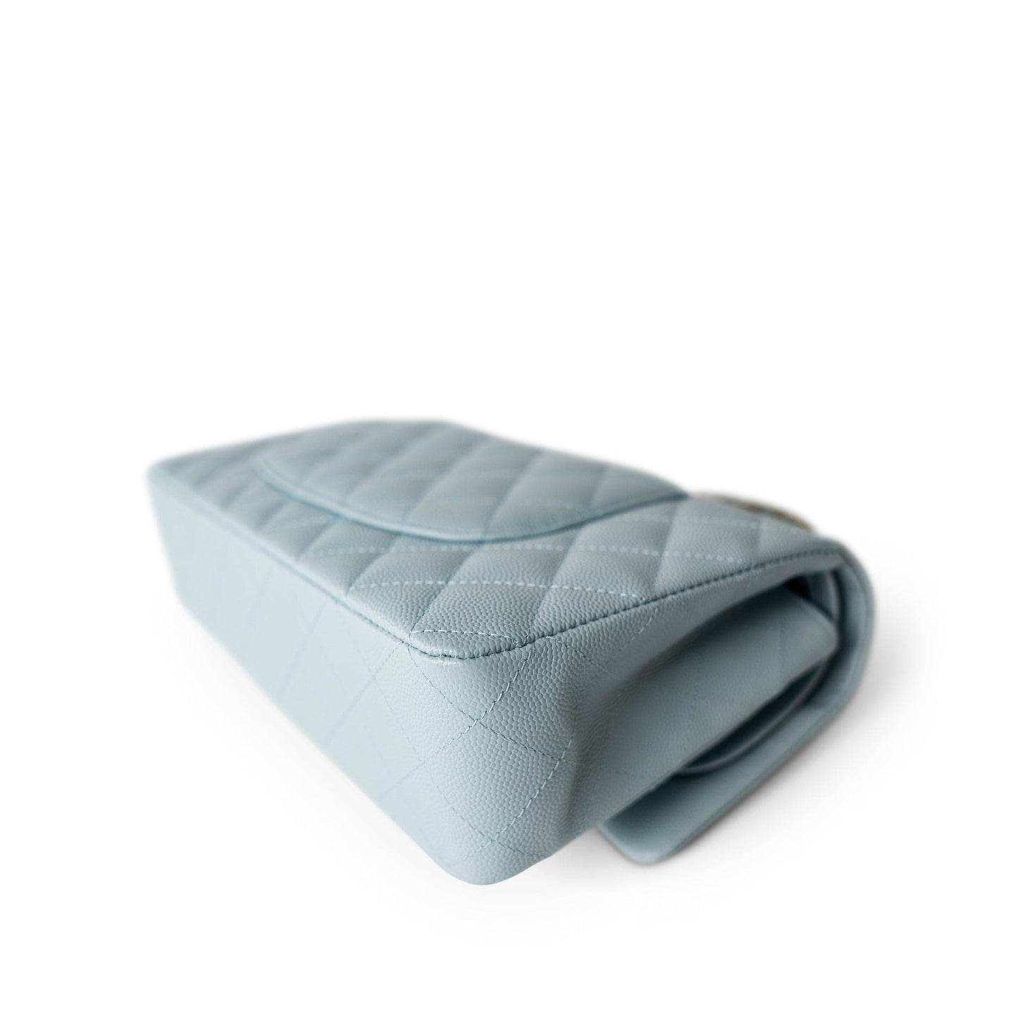 22P Light Blue Caviar Quilted Classic Flap Medium Light Gold Hardware