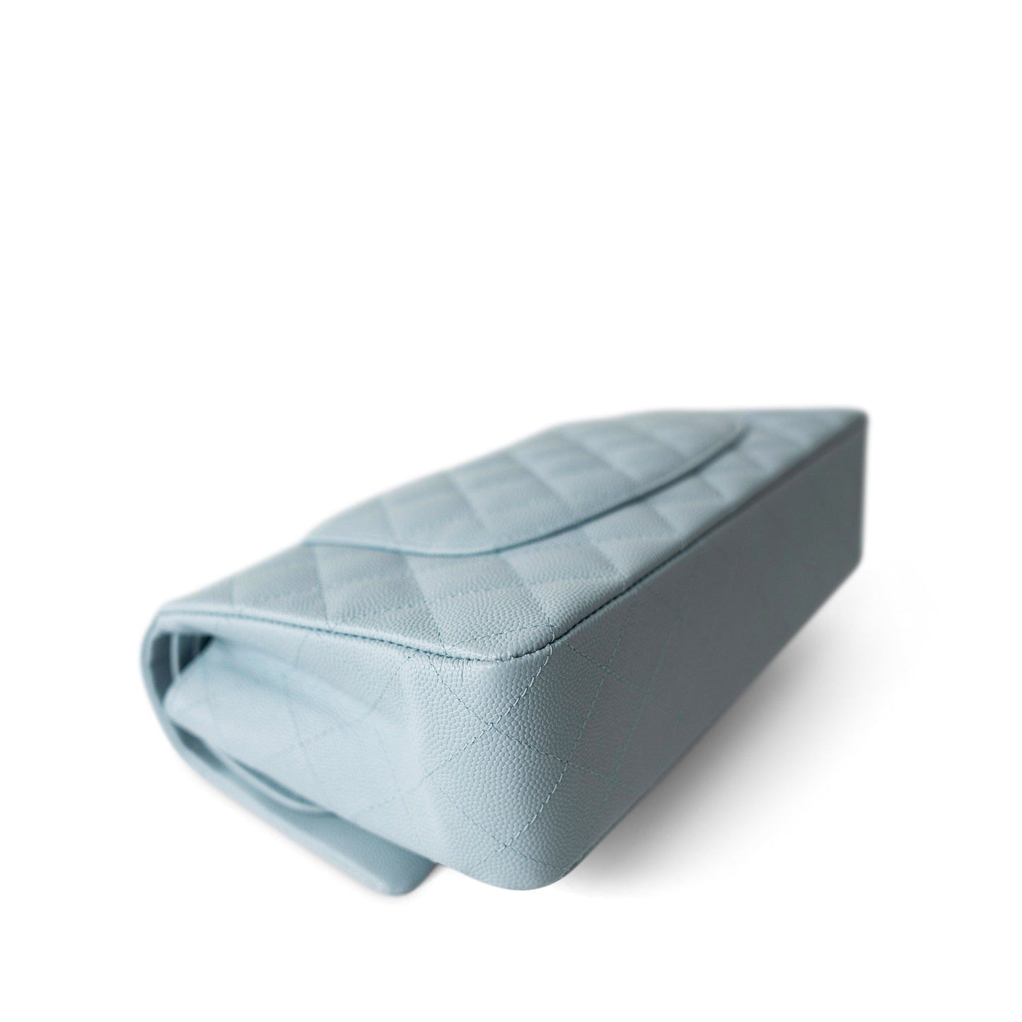 22P Light Blue Caviar Quilted Classic Flap Medium Light Gold Hardware