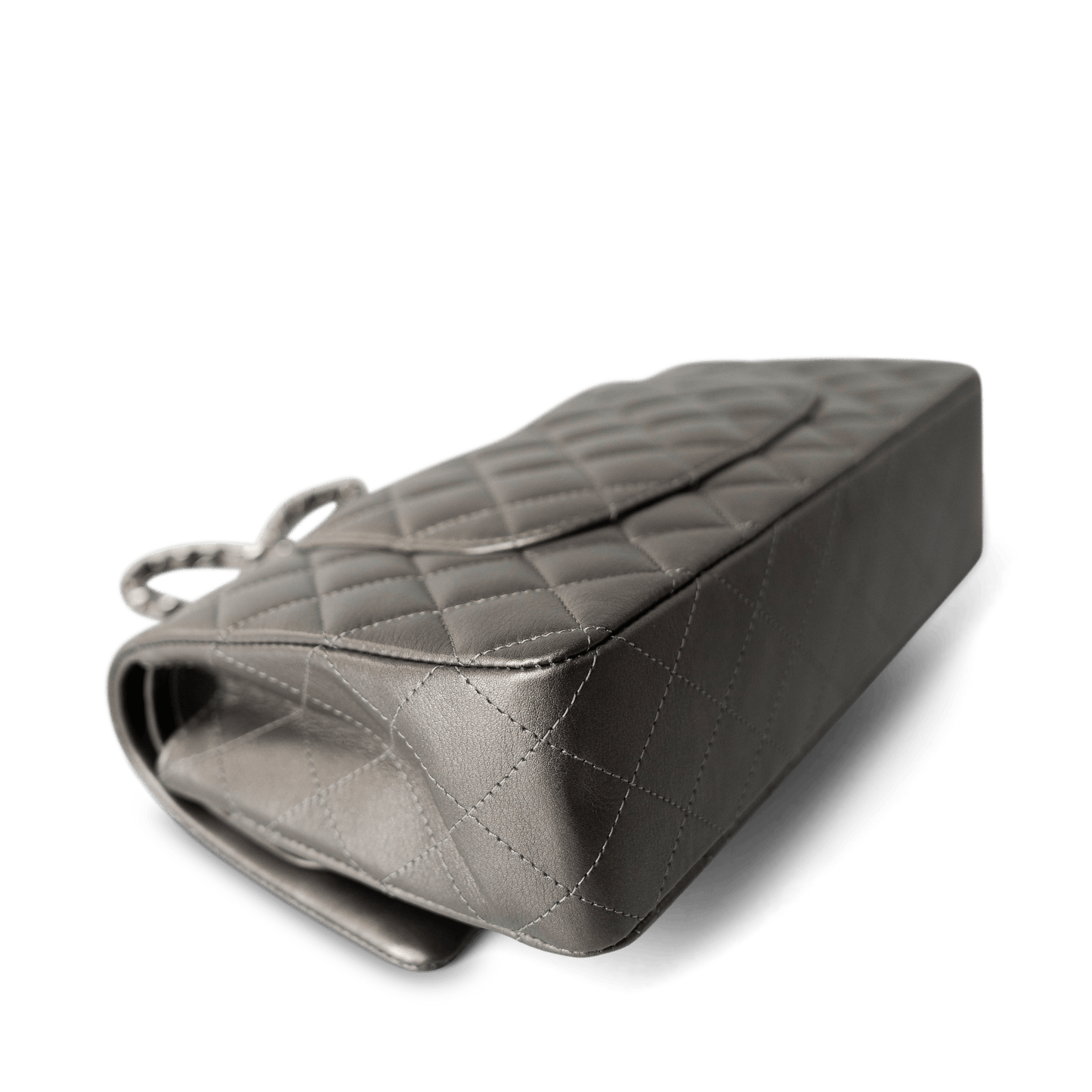 21B Metallic Ruthenium Lambskin Quilted Classic Flap Medium Ruthenium Hardware