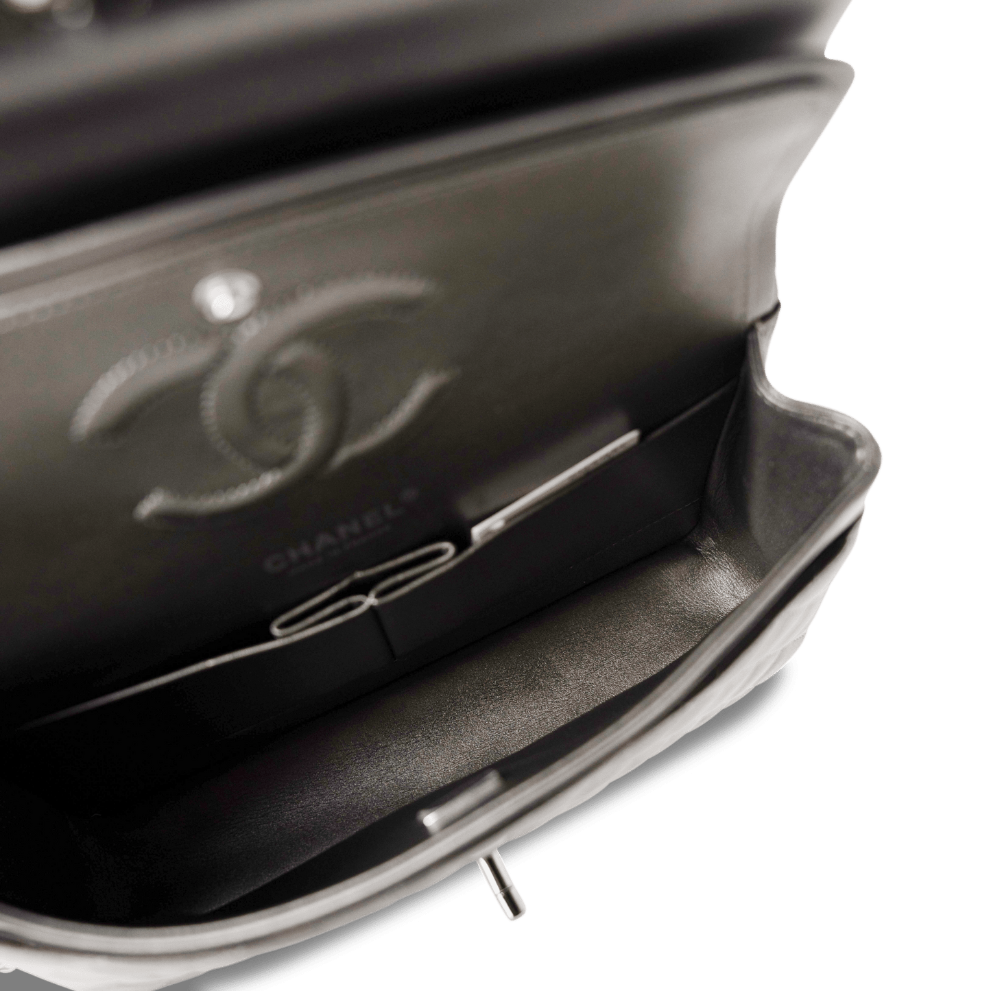 21B Metallic Ruthenium Lambskin Quilted Classic Flap Medium Ruthenium Hardware