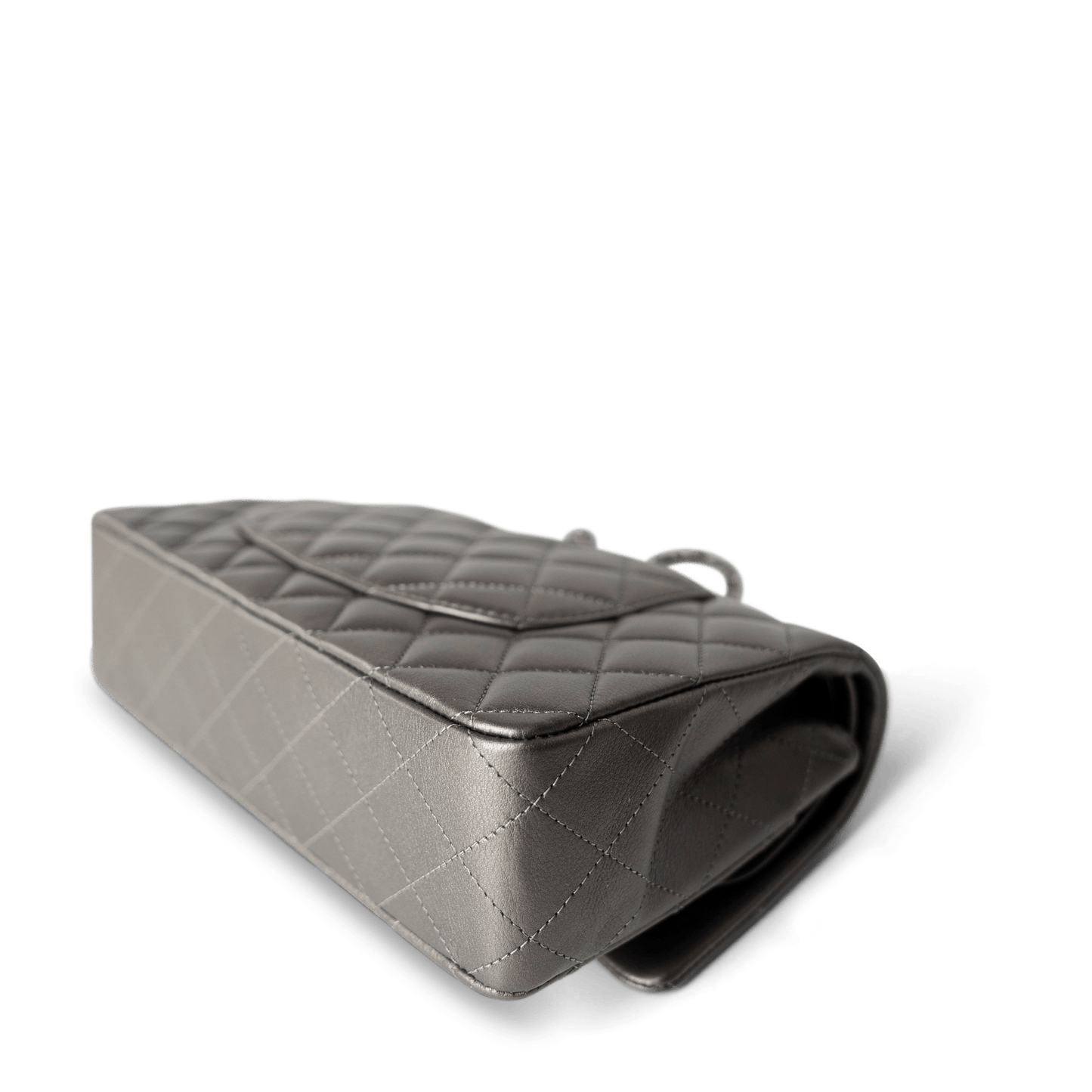 21B Metallic Ruthenium Lambskin Quilted Classic Flap Medium Ruthenium Hardware