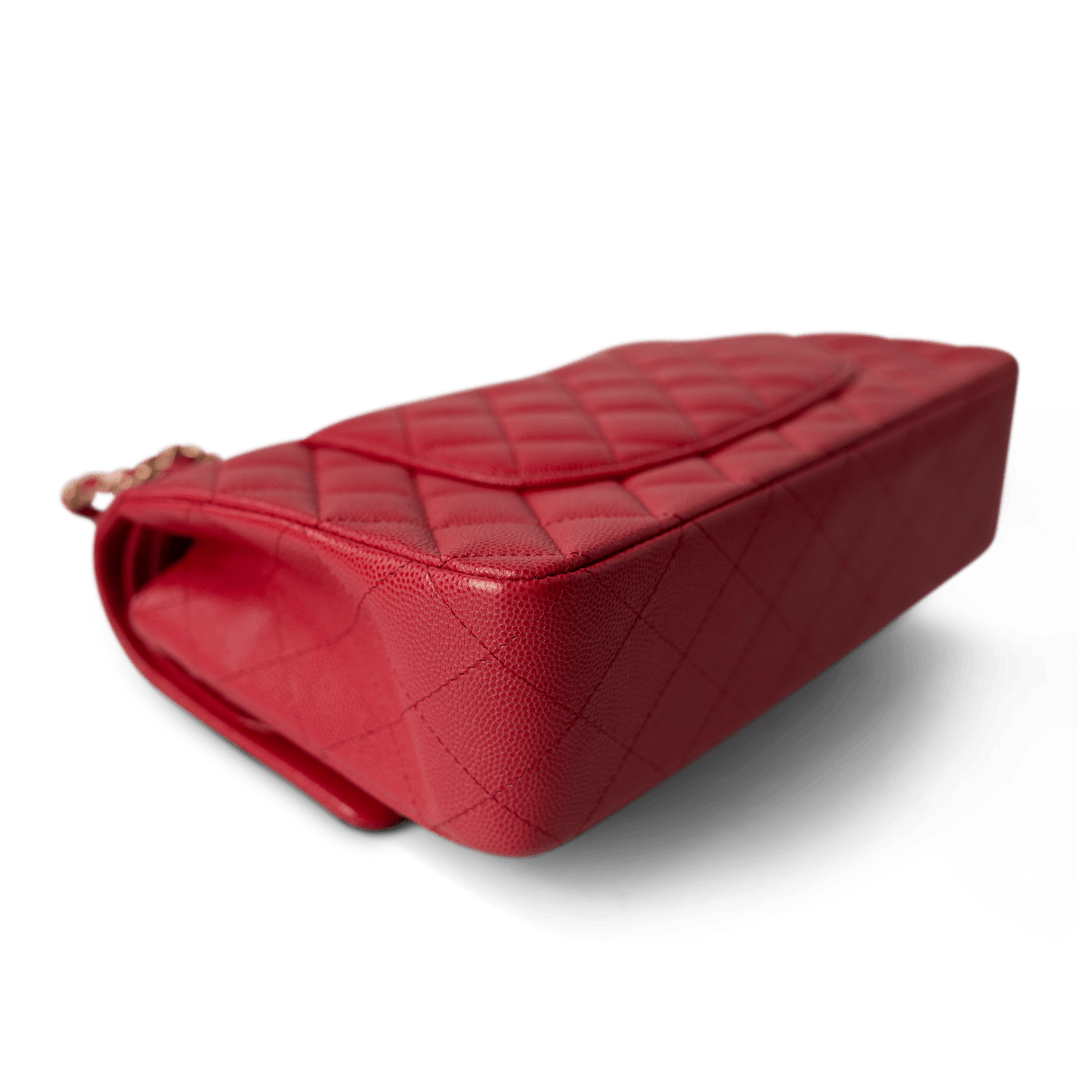 Red Caviar Quilted Classic Flap Medium Light Gold Hardware